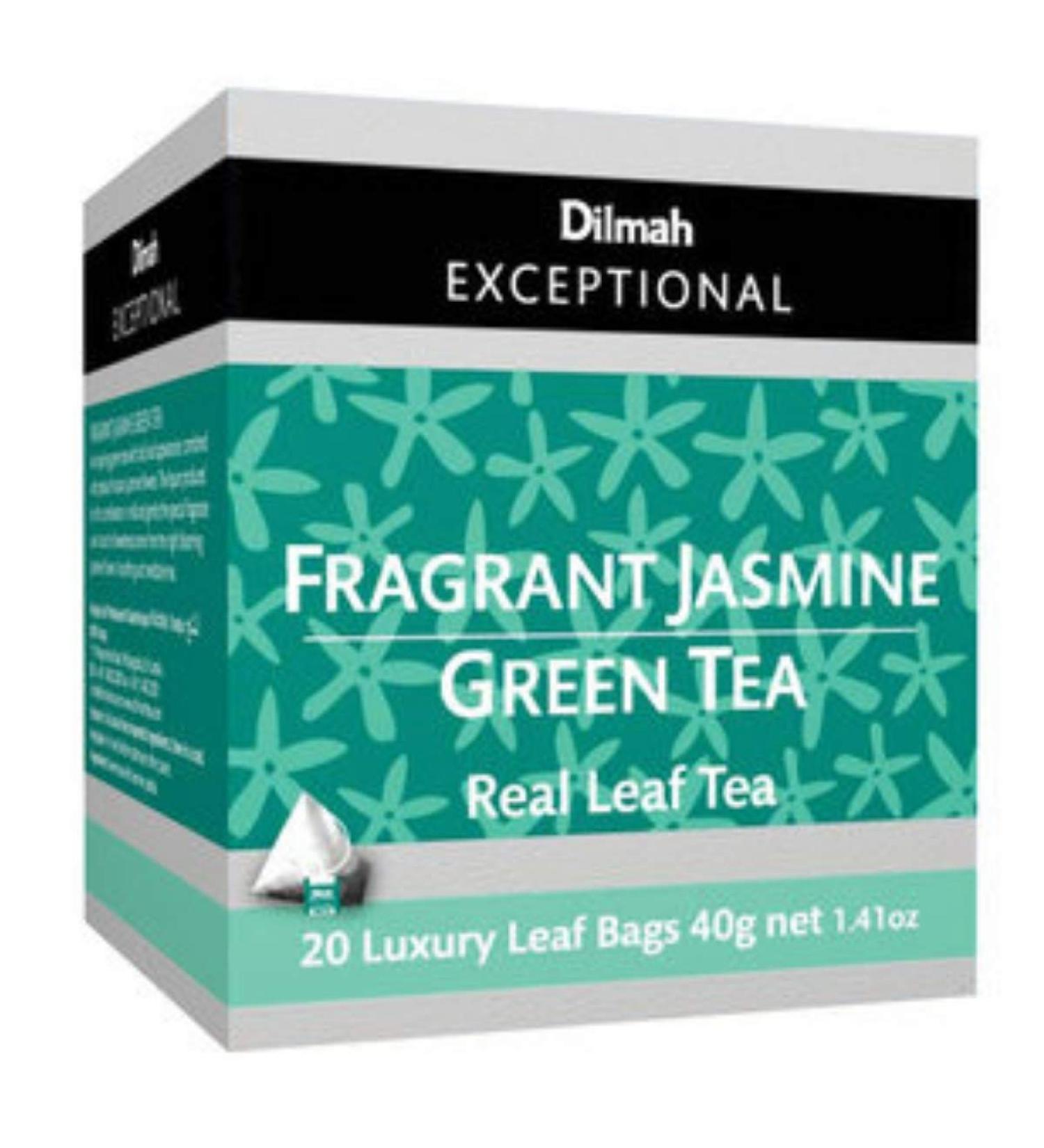 Dilmah Fragrant Jasmine Green Tea 20 Tea Bags - Dilmah Exceptional Range Tea in Luxury Leaf Bags Pure Ceylon Tea Box - Buy Online on GoSupps.com