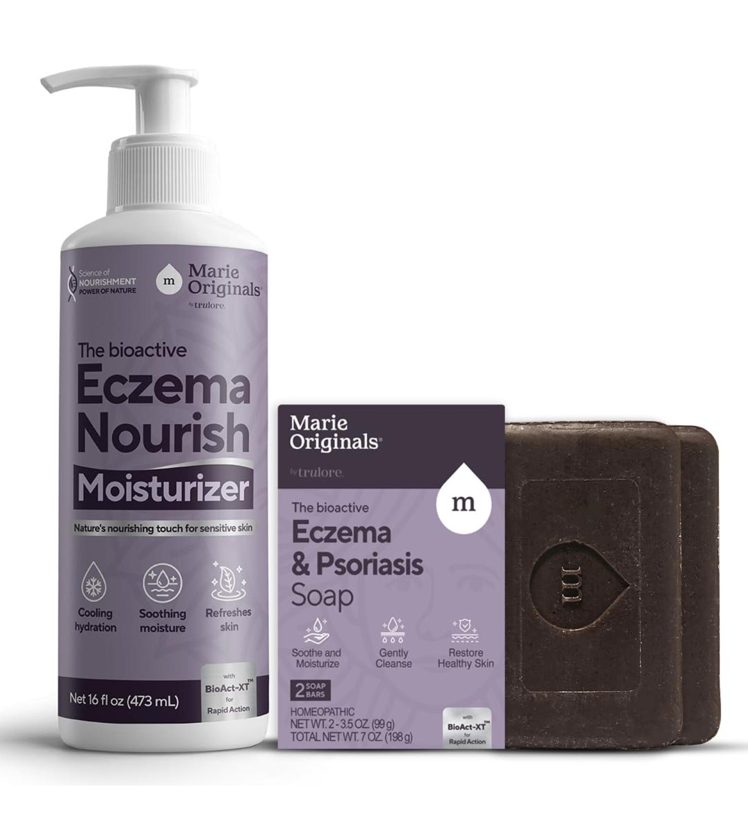 Marie Originals Eczema Relief Bundle Eczema Soap Bar 2-Pack & 16 Oz Lotion for Dry Itchy Skin Colloidal Oatmeal Lotion + Natural Soap for Sensitive Skin Adults & Kids - Buy Online on GoSupps.com