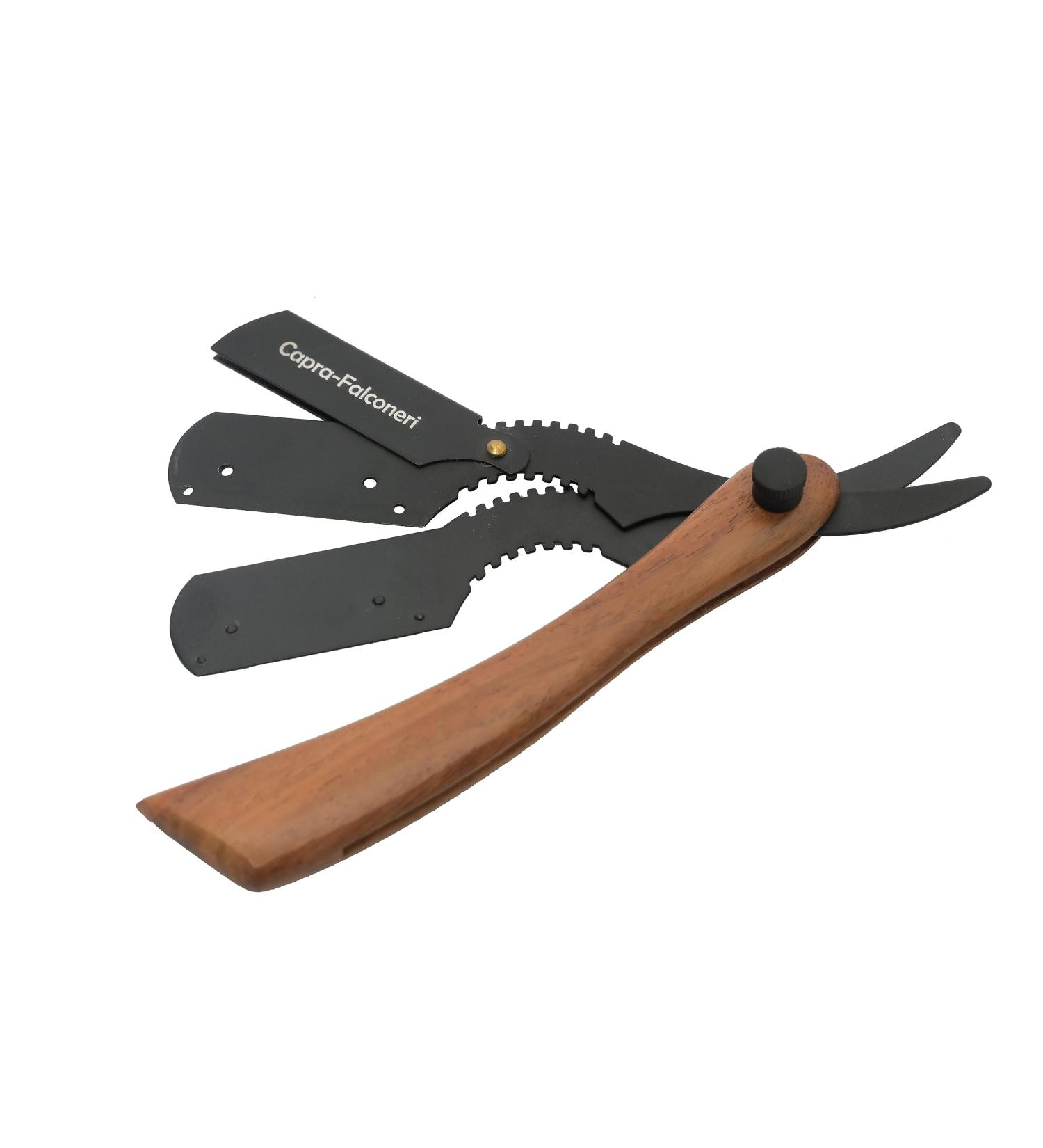Capra-Falconeri Single Blade Razors for Men- Professional Barber Straight Edge Razor for Close Shaving 100 Percent Wood -Brown