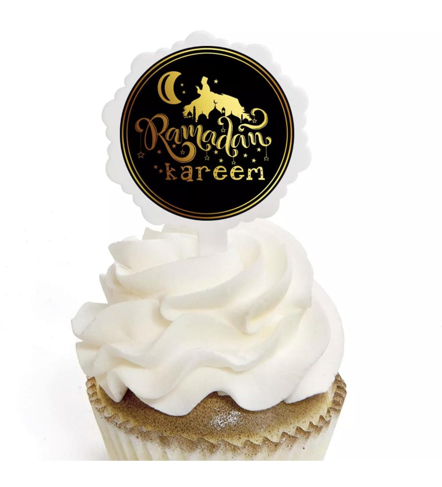 12 Ramadan Kareem Cupcake Disc Toppers White Black Ramadan Cupcake Toppers Ramadan Cake Toppers Ramadan Mubarak Hamper Gift Tags Ramadan Decorations.