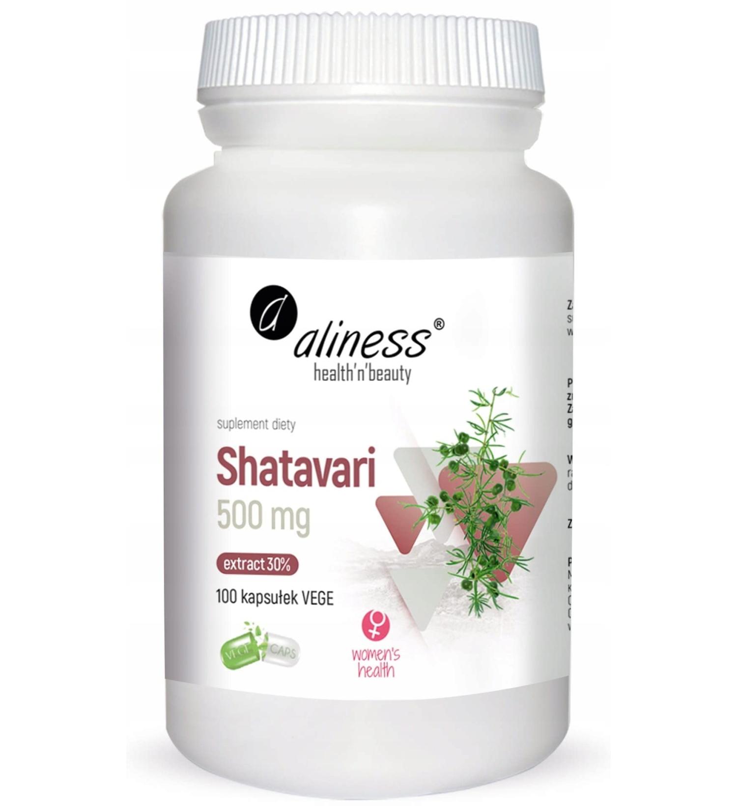 Aliness Shatavari 500mg Extract - 30% Fertility & Hormone Support Supplement for Women | 100 Capsules - Buy Online on GoSupps.com