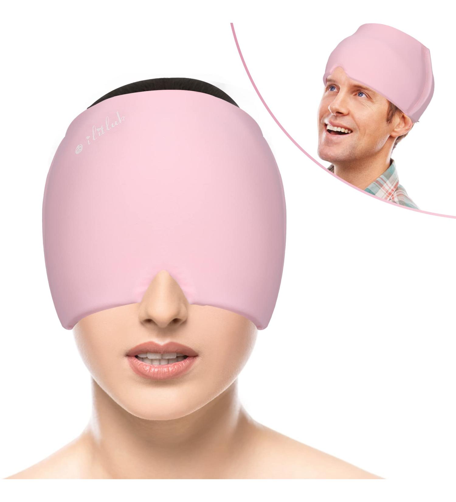 Gel Ice Migraine Relief Hat - Hot/Cold Therapy Cap for Headaches, Sinus, Hangovers - Reusable Ice Pack Mask for Tension, Sports Injuries - Pink - Buy Online on GoSupps.com