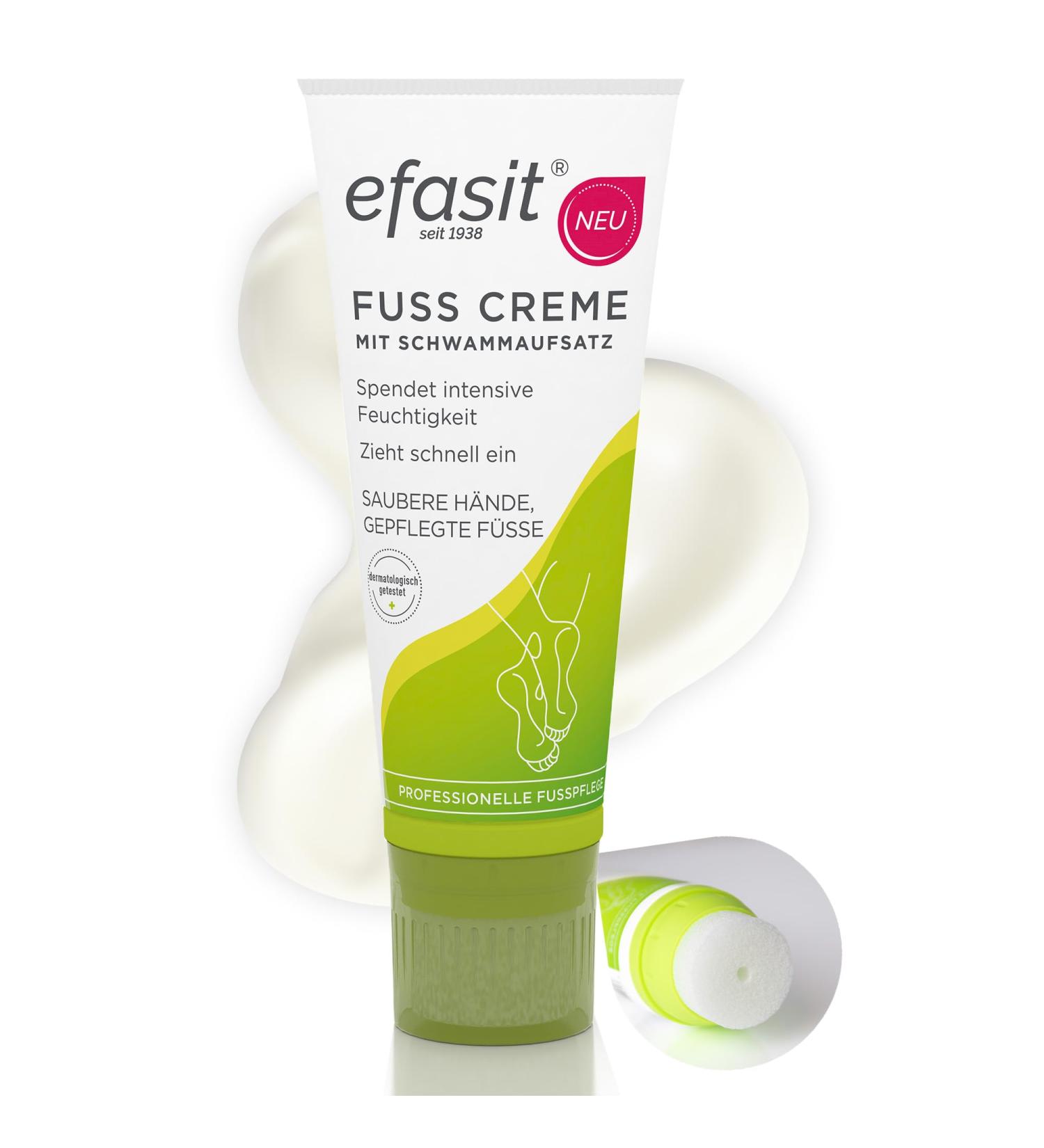 efasit Foot Cream with Sponge Tip 75ml - Dry Foot Cream with Applicator Application Without Sticky Hands Quickly Penetrates Urea Aloe Vera and Oil Hydrolotion  - Buy Online on GoSupps.com
