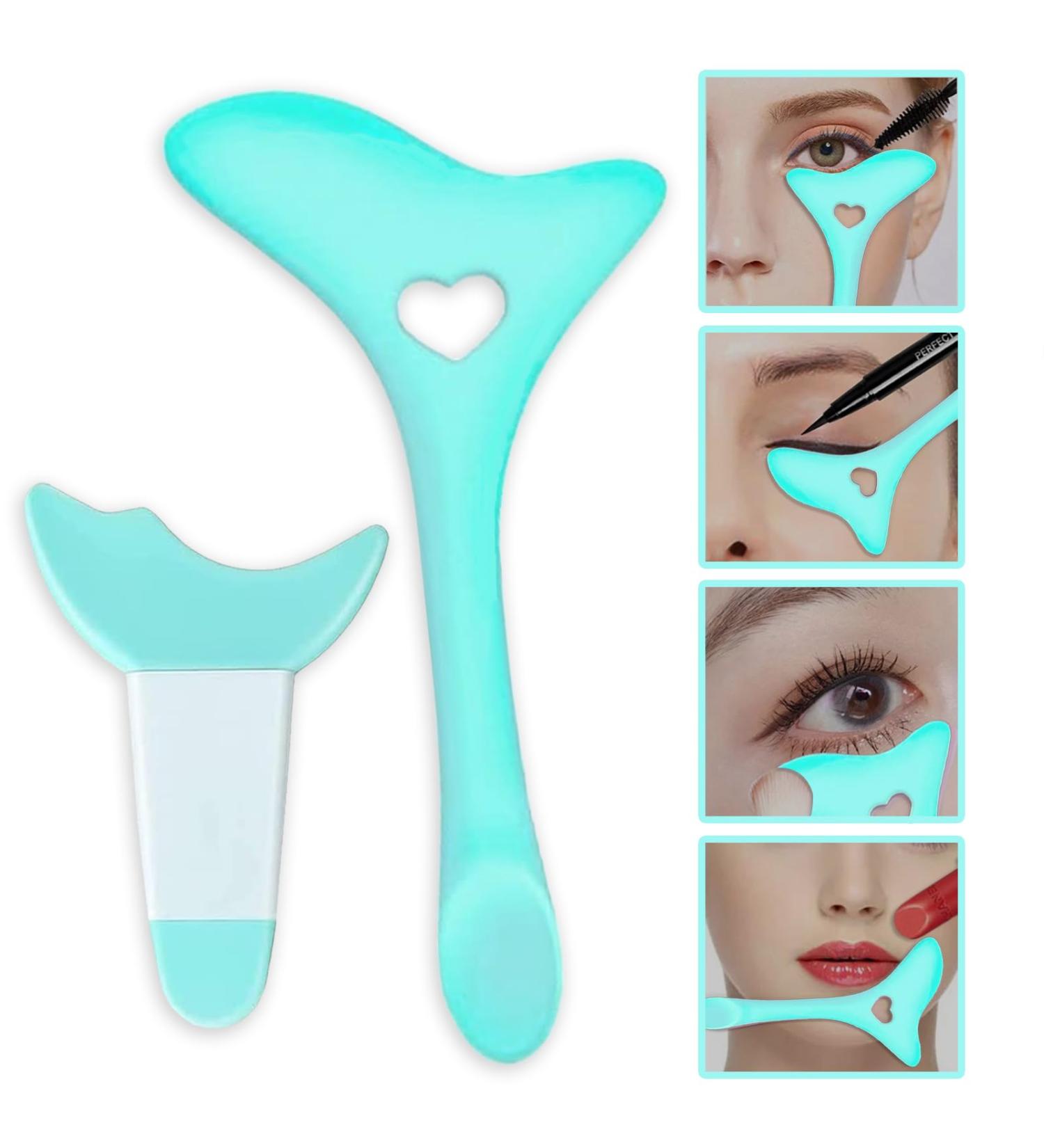 2pcs Eyeliner Stencil Aid Eyeliner Tool For Winged Silicone Eye Liner Eyeshadow Mascara Guard Shield for Beginners Face Cream Mask Tools Blue - Buy Online on GoSupps.com