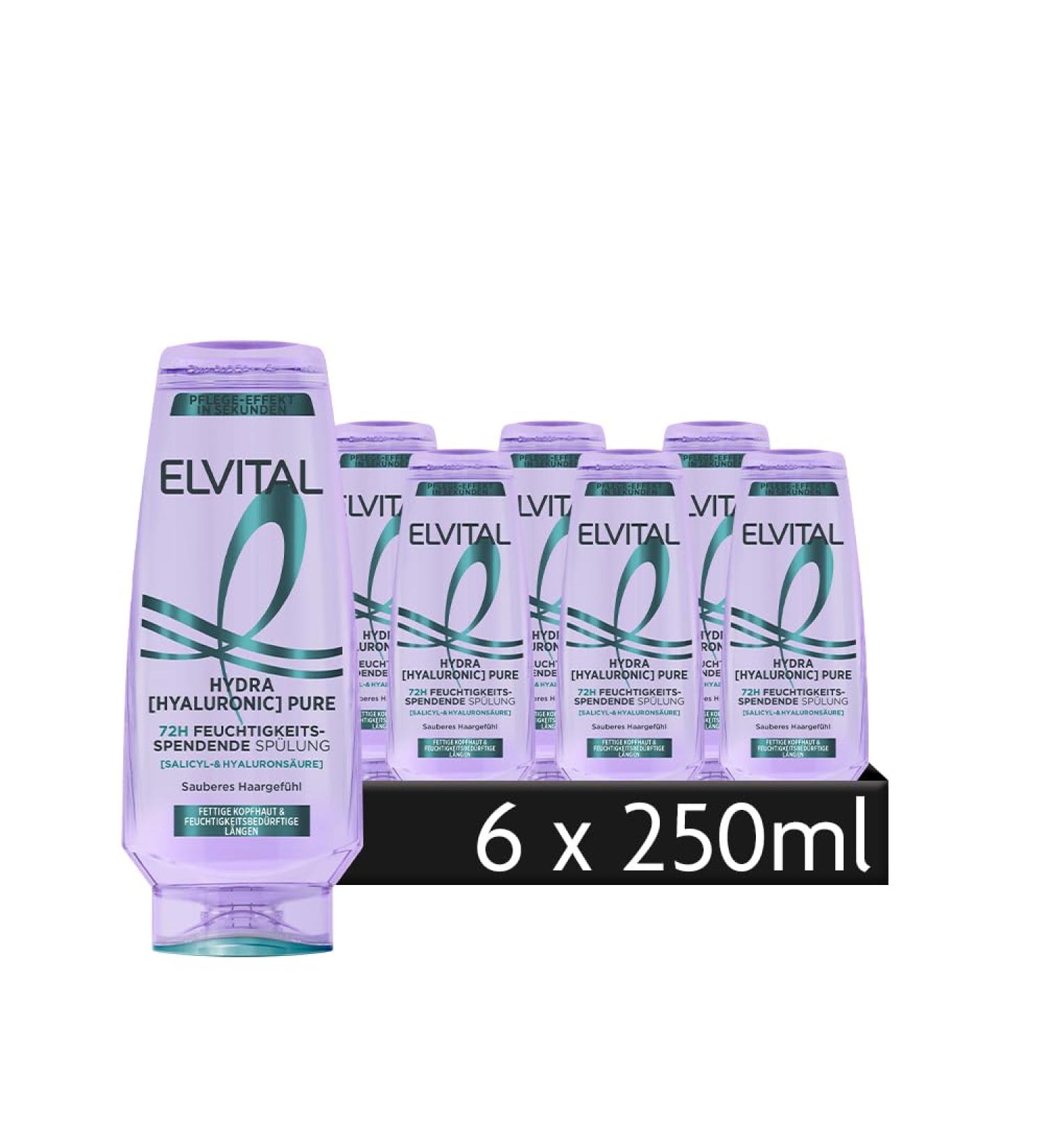 L'Oreal Paris L'Or al Paris Elvital Moisturizing Conditioner for Oily Scalp and Moisture-Needing Lengths with Salicylic Acid and Hyaluronic Acid 6 x 250 ml