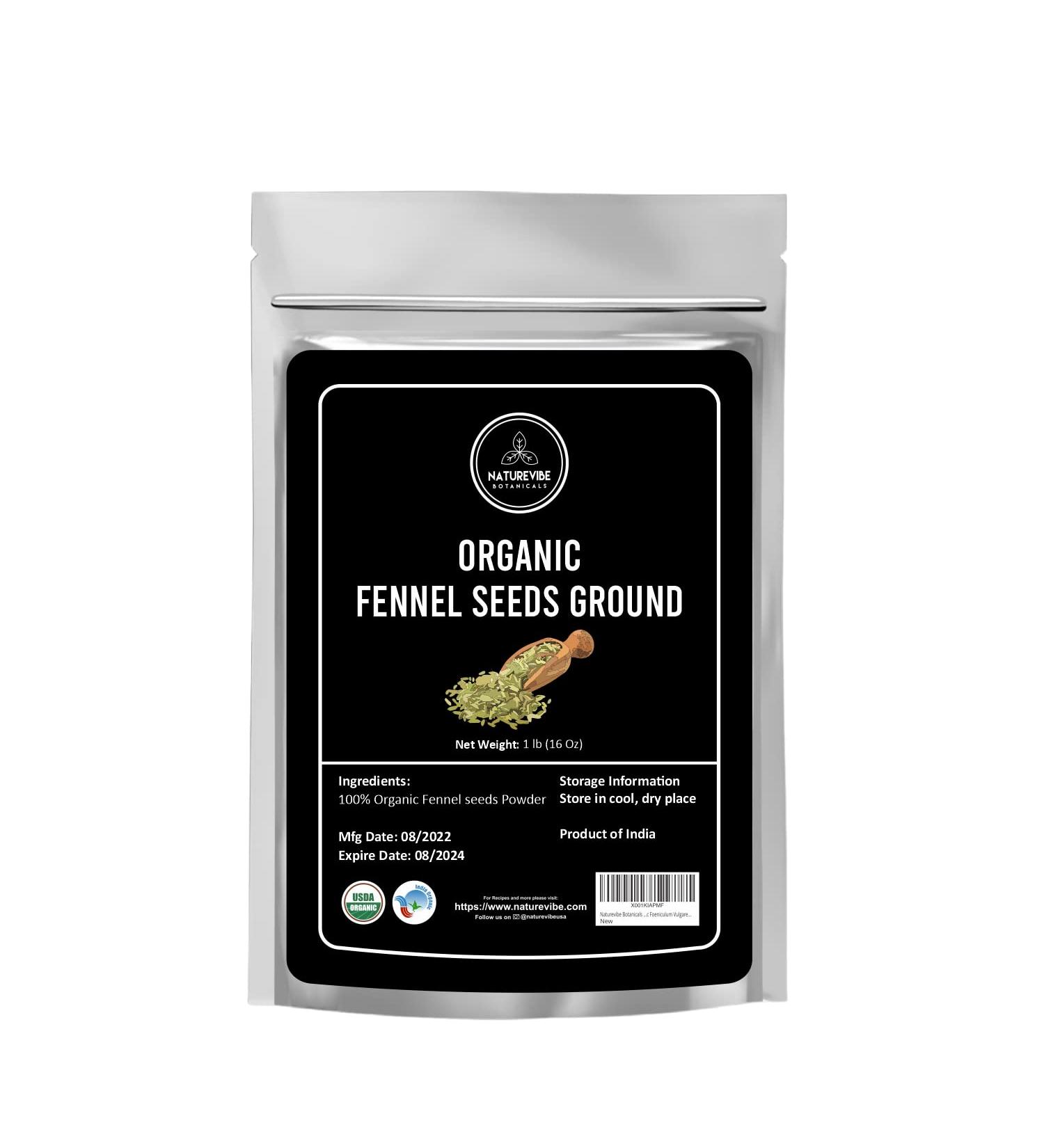 Naturevibe Botanicals Organic Fennel Seed Powder 1lb - Premium Foeniculum Vulgare Powder - Buy Online on GoSupps.com
