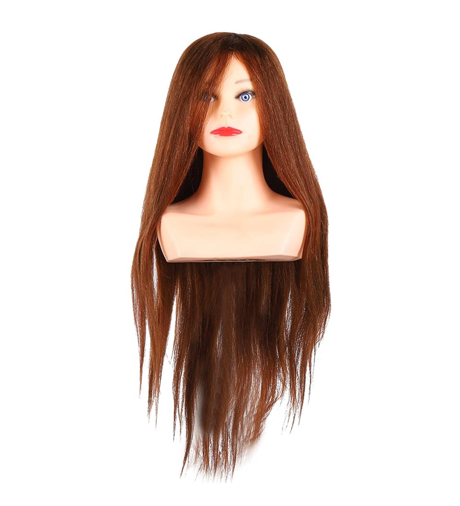 Shop Window Doll Head for Hairstyling Training - Dark Brown Hair Styling Training Head for Hairdressers - Buy Online on GoSupps.com