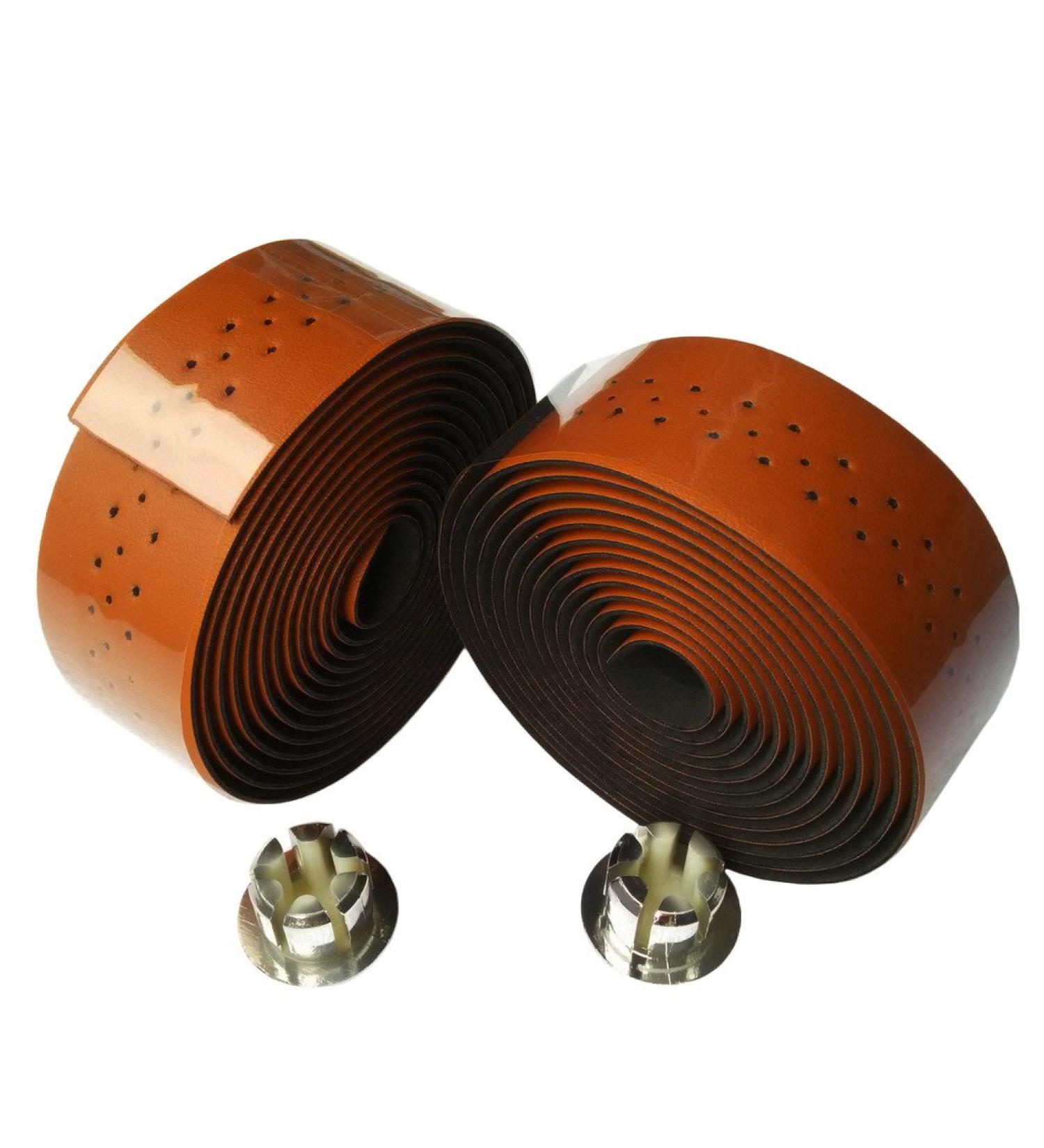 KINGOU Carbon Fiber PU Leather Road Bike Handlebar Tape Bar Tapes - Brown (2PCS) - Buy Online on GoSupps.com