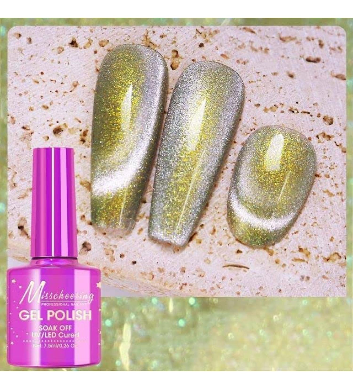 7.5ML Fantasy Gemstone Cat Eye Nail Gel Polish Holographic Semi Permanent Soak Off Sparkling Nail Varnish Aurora UV Gel - (Color: A004) - Buy Online on GoSupps.com