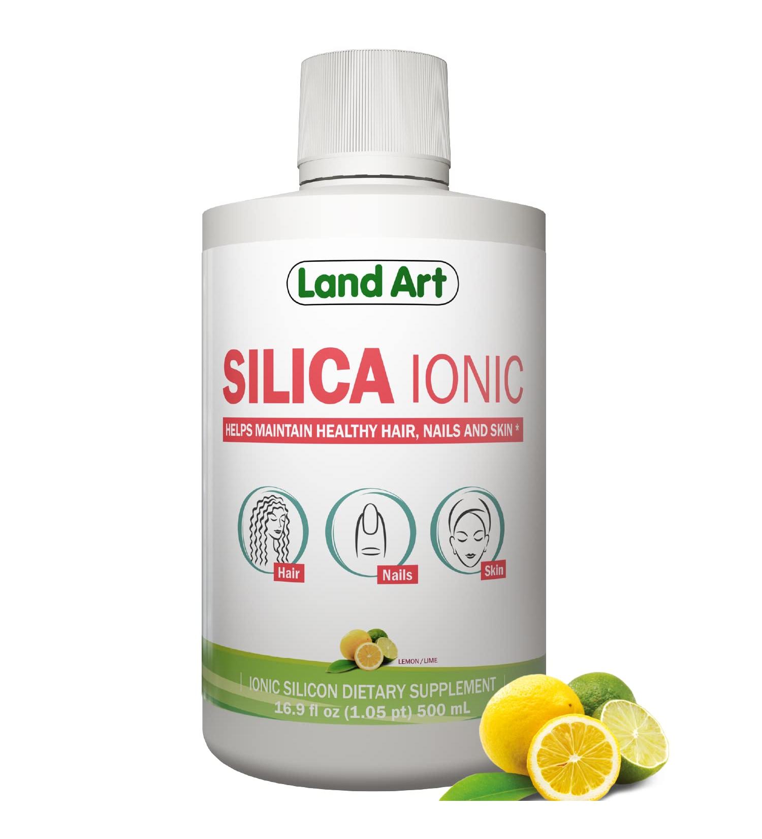 Land Art Liquid Ionic Silica Collagen Booster 500ml - Hair Skin Nails - Lemon Lime Flavored - Non-GMO, Gluten & Sugar Free - Buy Online on GoSupps.com