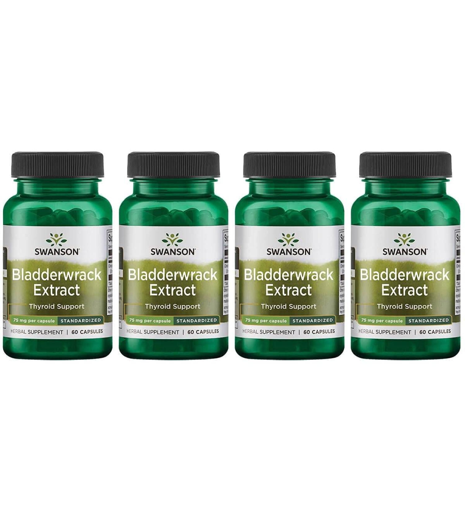 Swanson Bladderwrack Leaves 60 Capsules (4 Pack) - Natural Source of Iodine for Thyroid Health - Buy Online on GoSupps.com