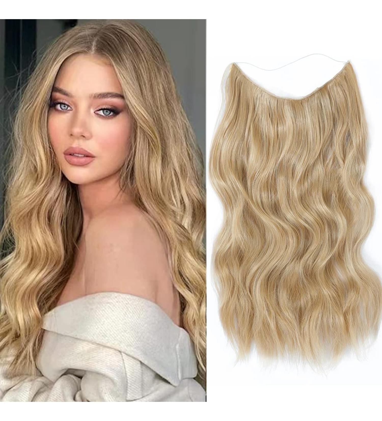 Adjustable 20 Honey Blonde Synthetic Curly Hair Extensions with Removable Clips - Women's One Piece Invisible Hair Piece - Buy Online on GoSupps.com
