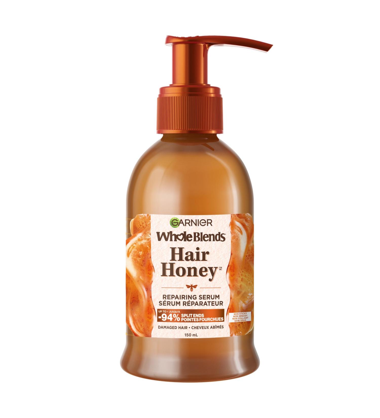 Garnier Whole Blends Hair Honey Repairing Serum for Dry Damaged Hair Non-sticky & non-greasy Smoother hair & split ends reduction 150ml - Buy Online on GoSupps.com