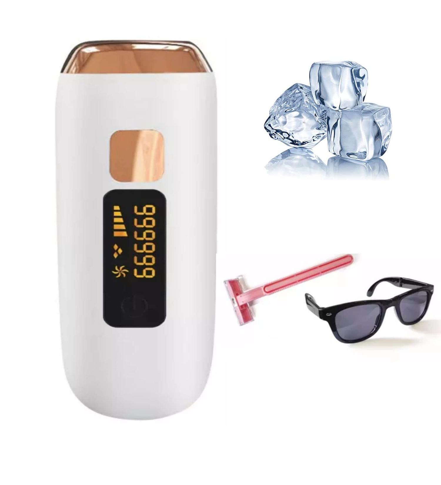 Permanent Painless Laser Hair Removal Device for Women - 999,999 Flashes, 5 Energy Levels, 2 Modes - Ideal for Face, Body, Bikini - Gold+White - Buy Online on GoSupps.com