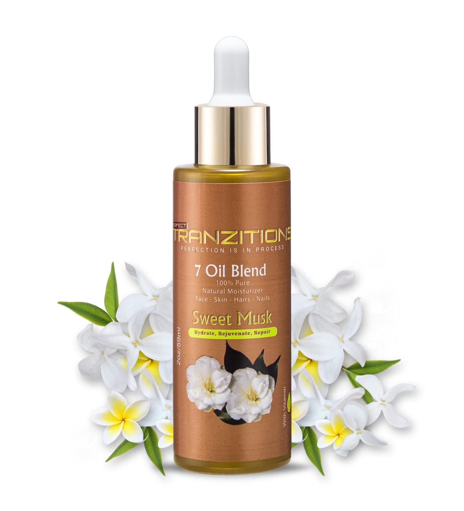 Natural Hair Oil for Curly Frizzy Hair - Cold Pressed Coconut, Apricot & Sweet Almond Oil - 2 Fl oz - Nurturing Body Oil for Dry Skin - Women & Men - Sweet Musk - Buy Online on GoSupps.com