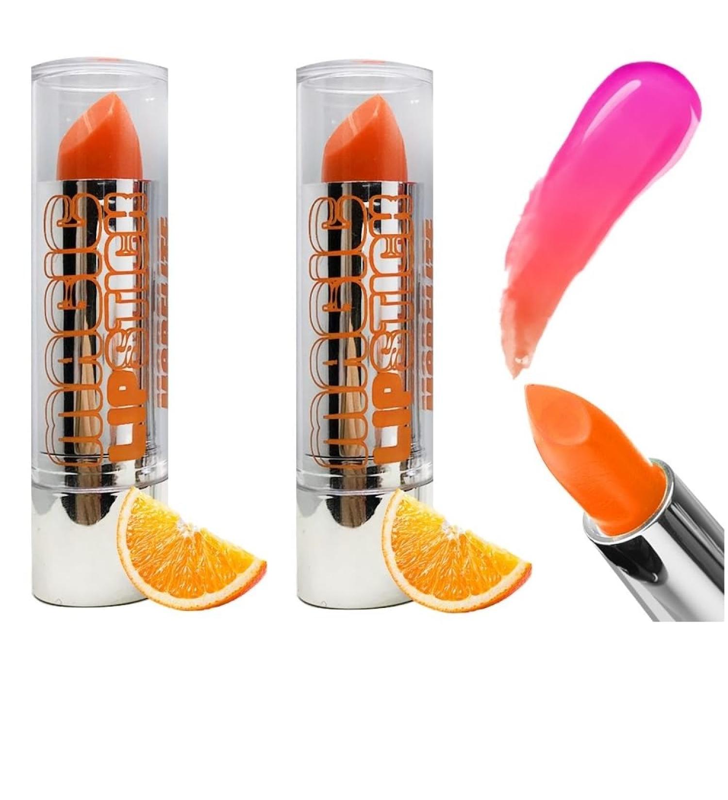 G n rique 2 pH-Reactive Magic Lipstick Sticks Assorted and Personalized Colors to Fit Your Lips Orange