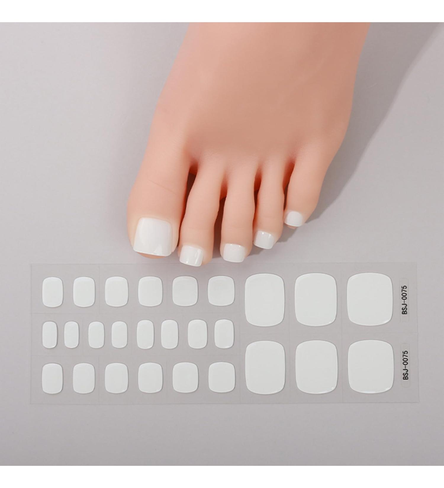 Gel Nail Stickers Semi Cured Gel Nails - Stickers Nail Wraps Soft Self-Adhesive - Semi Cured Gel Nail Wraps Gel Nail Stickers - Glossy & Long Lasting Gel Nail Stickers Need UV Light (White)