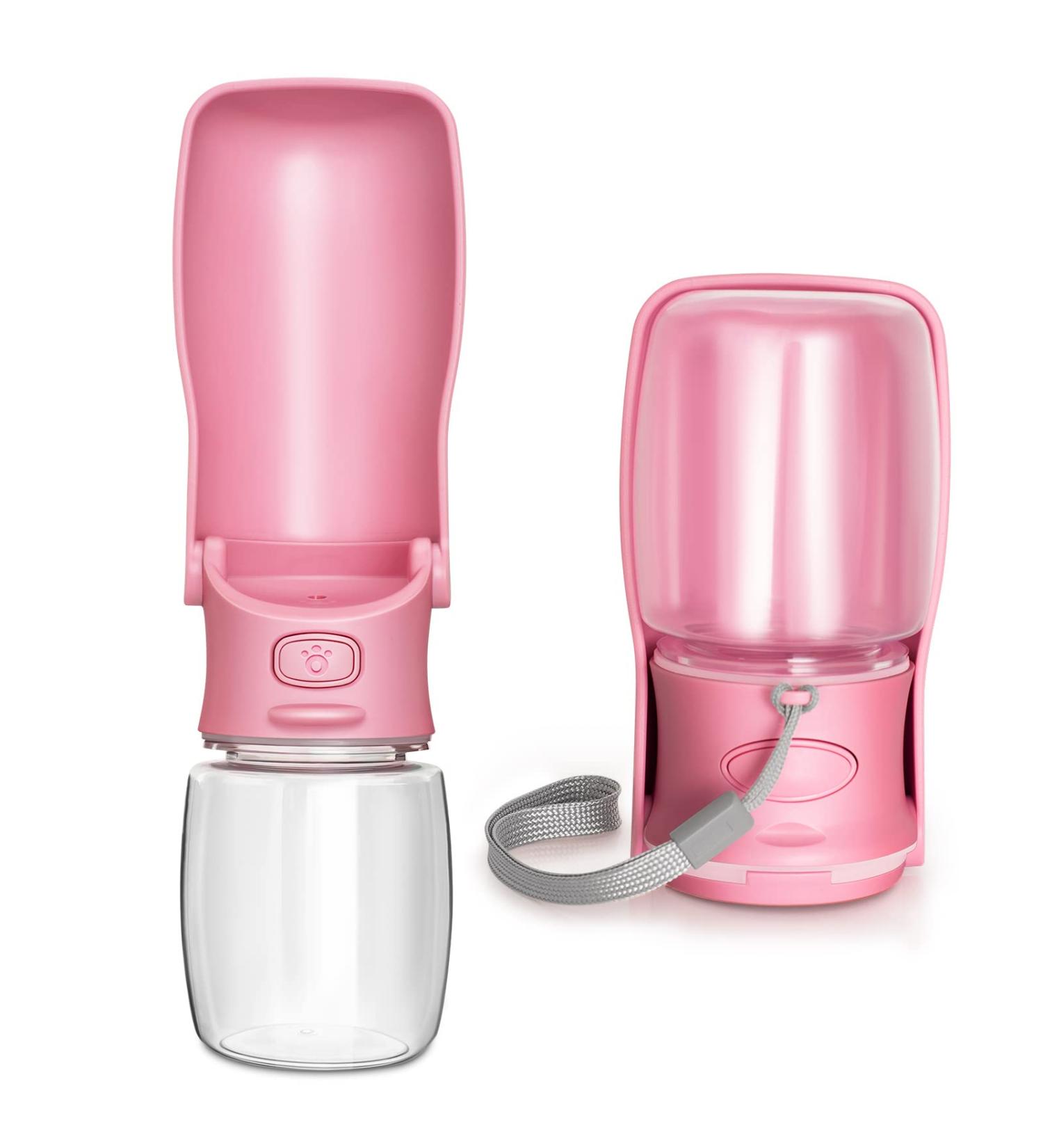 Rainpal Foldable Dog Water Bottle - 12oz Leak Proof Portable Pet Dispenser | BPA-Free Pink Travel Bottle for Hiking & Outdoor Adventures - Buy Online on GoSupps.com