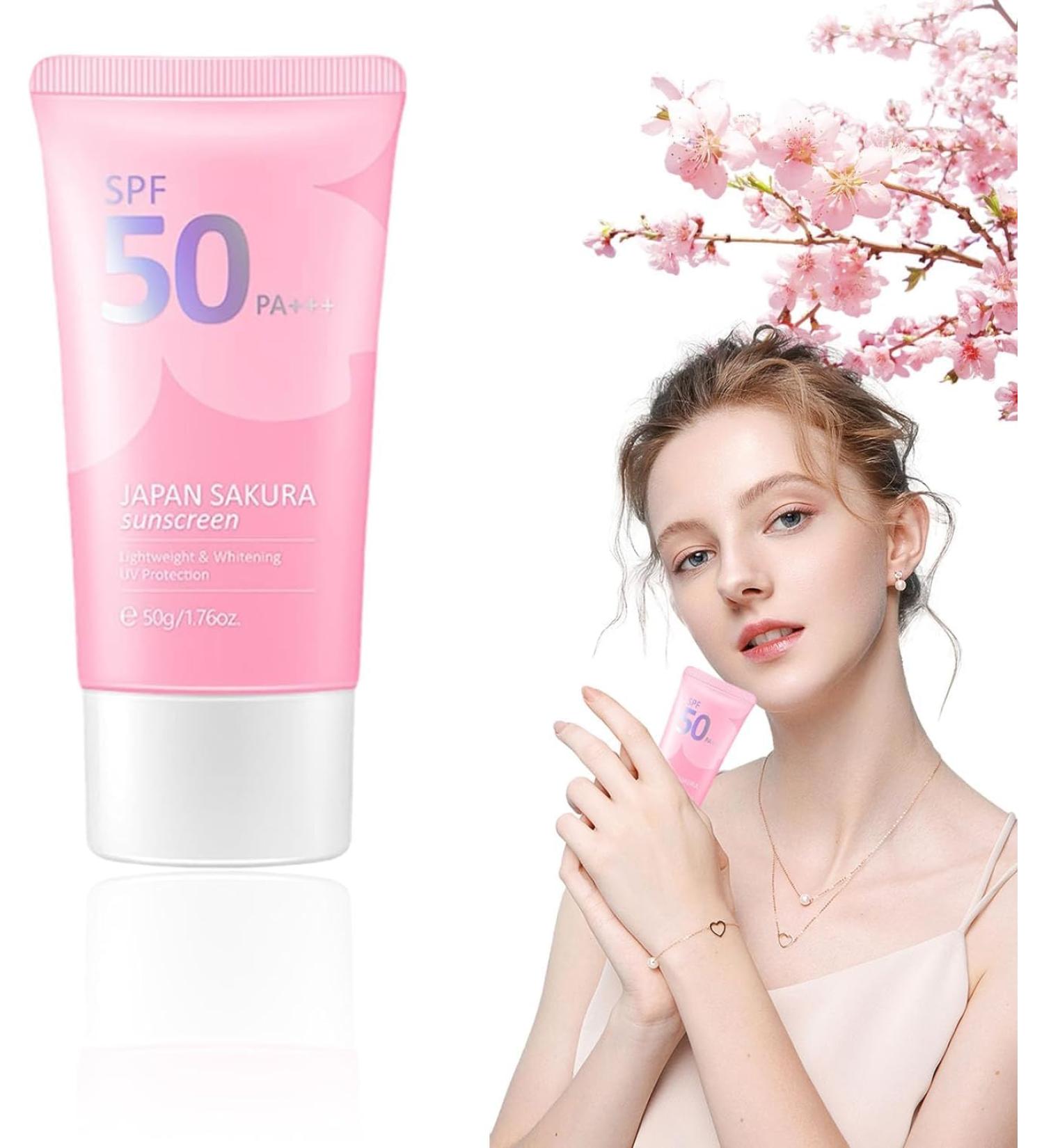 Japan Sakura Sunscreen Japan Sakura Sunscreen Spf 50 Japan Sakura Essence Cream Japanese Sakura Sunscreen Face Sunscreen Breathable (1 pcs) - Buy Online on GoSupps.com