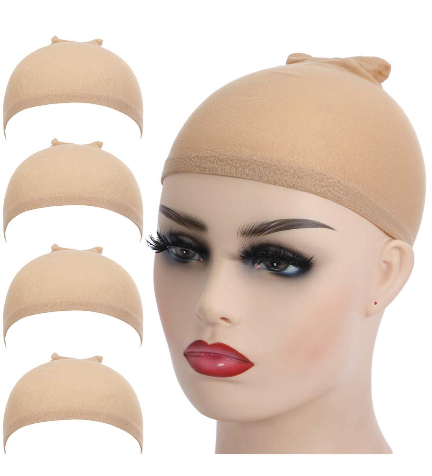 Lsybeauty 4 Pcs Light Brown Stretchy Nylon Wig Caps for Women, Men, and Children - Bald Cap for Wigs - Nude Wig Cap for Long Hair - Pack of 1 - Buy Online on GoSupps.com