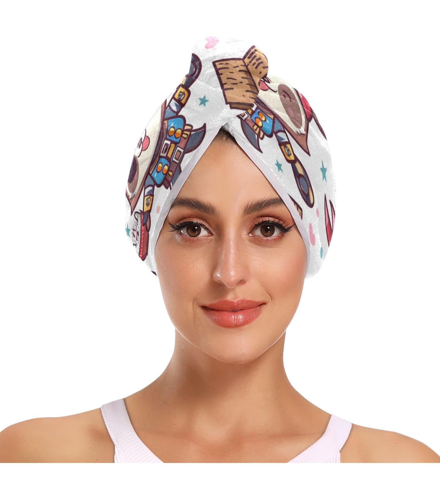 Animal Corsairs Hair Towel 2 Pack - Super Absorbent Quick Dry Hair Turbans for Women & Girls | Ideal Hair Drying Solution - Buy Online on GoSupps.com