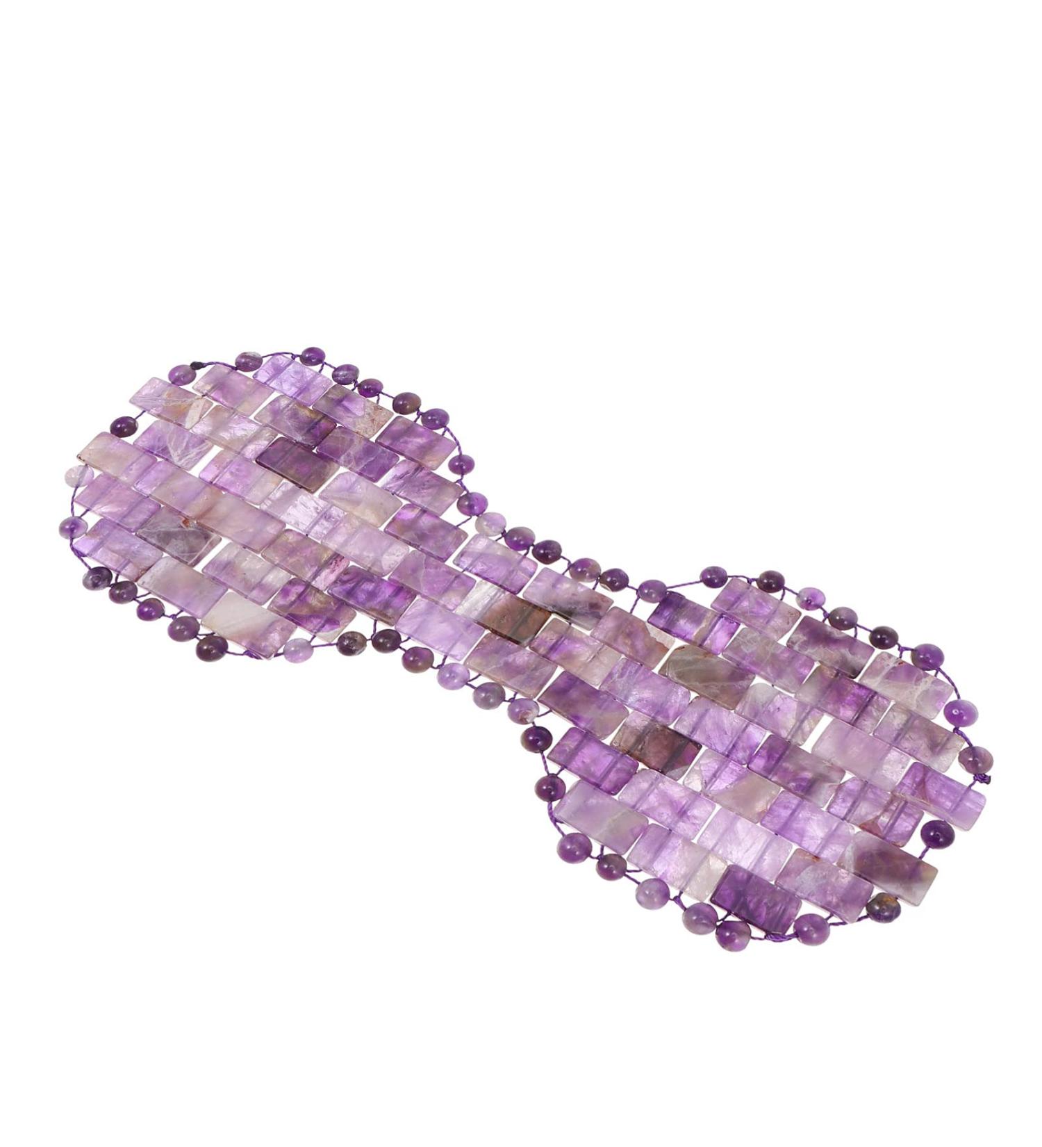 FRCOLOR Jade Eye Mask - Cooling Gel Eye Cover & Blackout Blindfold for Sleep | Reusable Silk Eye Mask for Bedtime & Office - Amethyst Purple 19.2x7.5cm - Buy Online on GoSupps.com