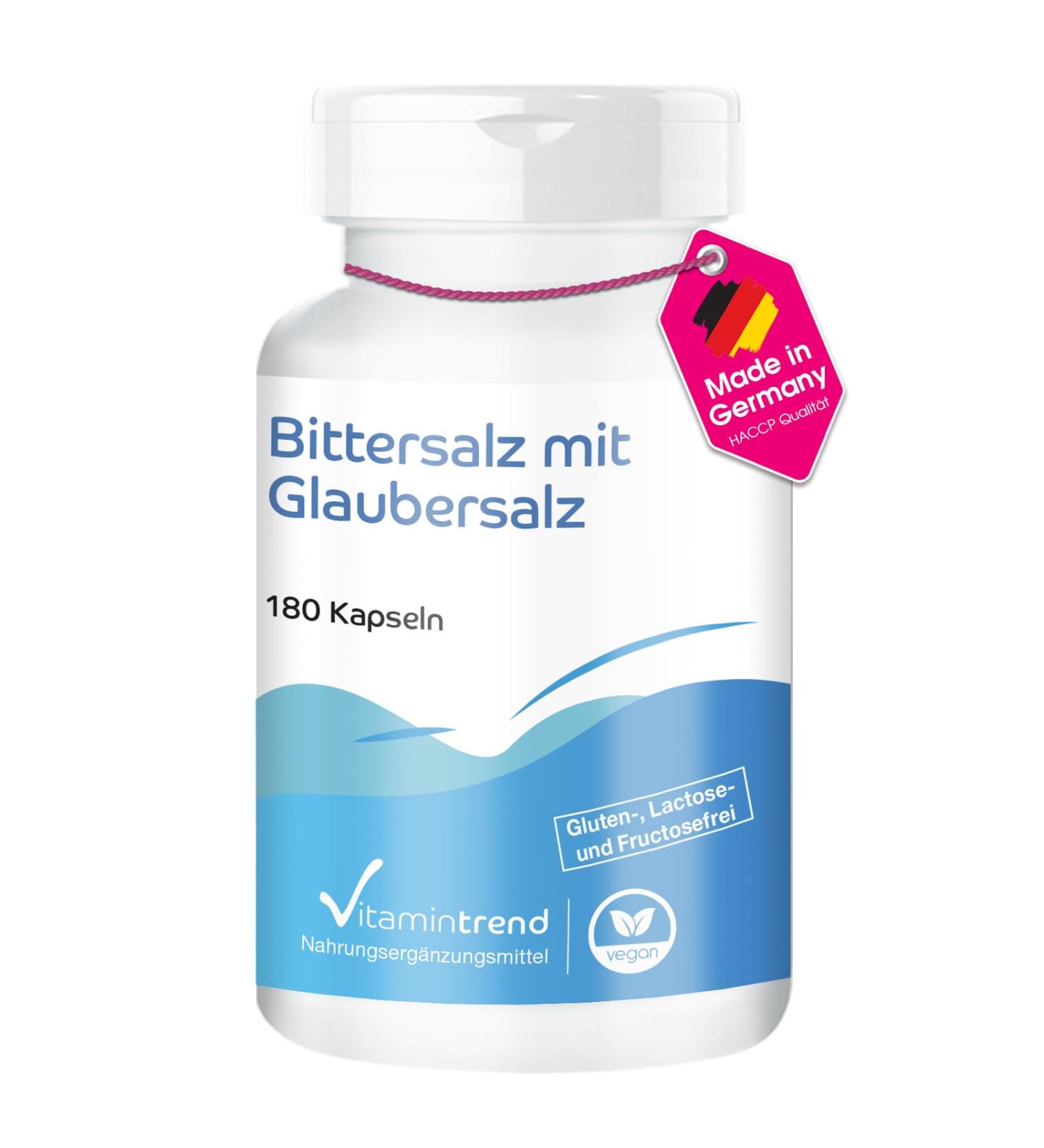 Epsom Salt and Glauber Salt - Magnesium and Sodium - 180 Capsules - Vegan - Beneficial Bottle | Vitamintrend  - Buy Online on GoSupps.com