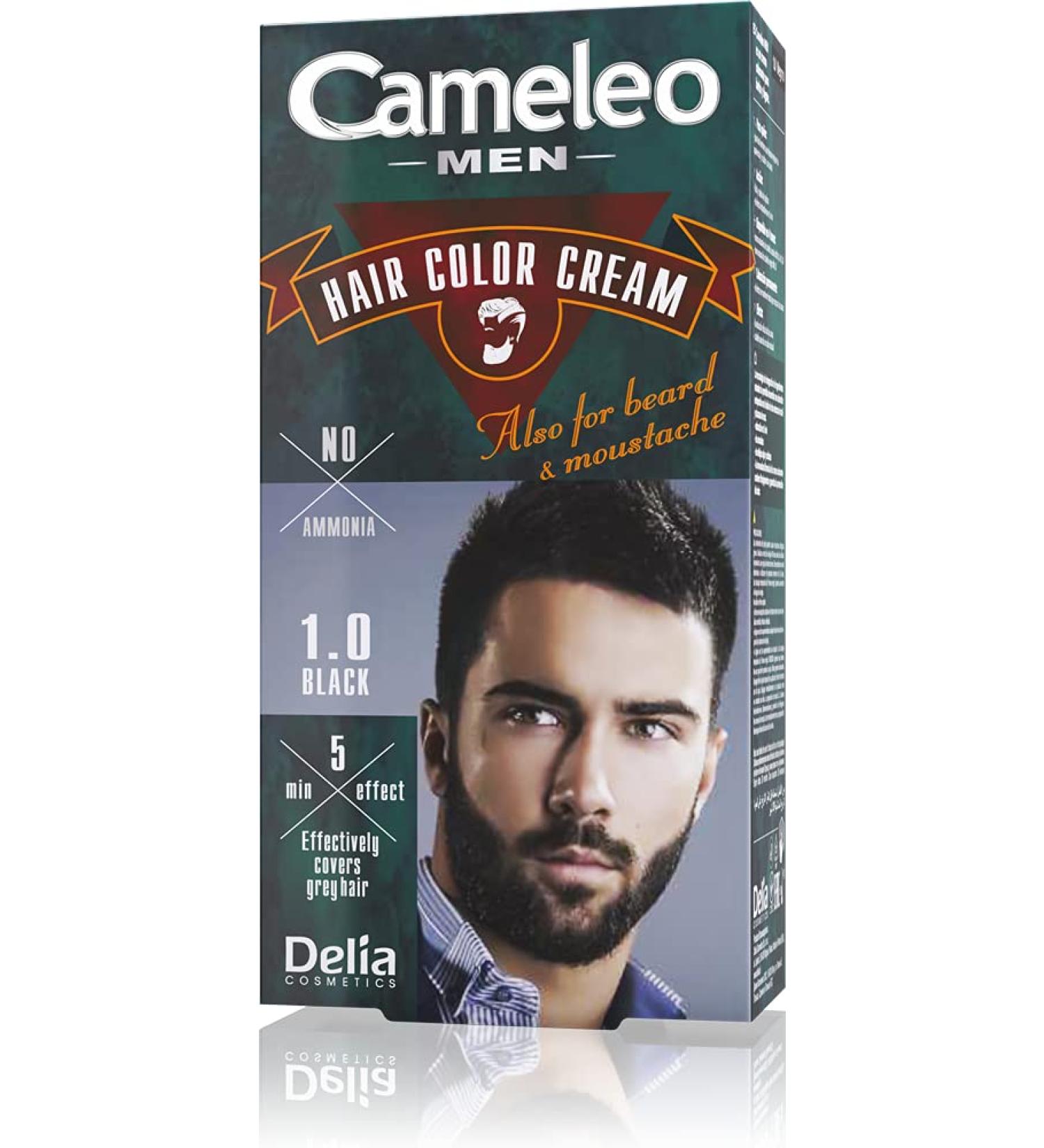 Cameleo Men Permanent Hair Dye - Black Colour for Hair, Beard & Moustache | Natural Effect in 5 Mins | Cover Grey Hair | Ammonia-Free - 30ml - Buy Online on GoSupps.com