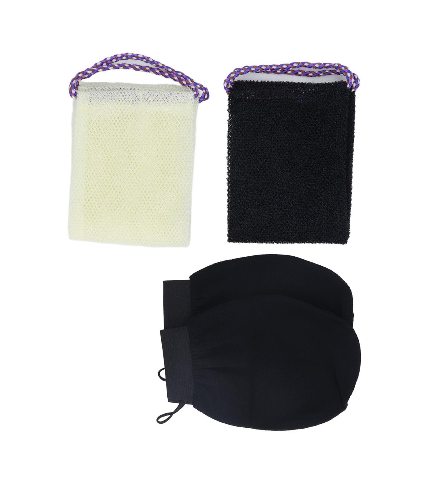 Nylon African Exfoliating Net | Body Scrubber & Bath Sponge for Smooth Skin | Back Scrubber with Gloves - Black Beige - Buy Online on GoSupps.com
