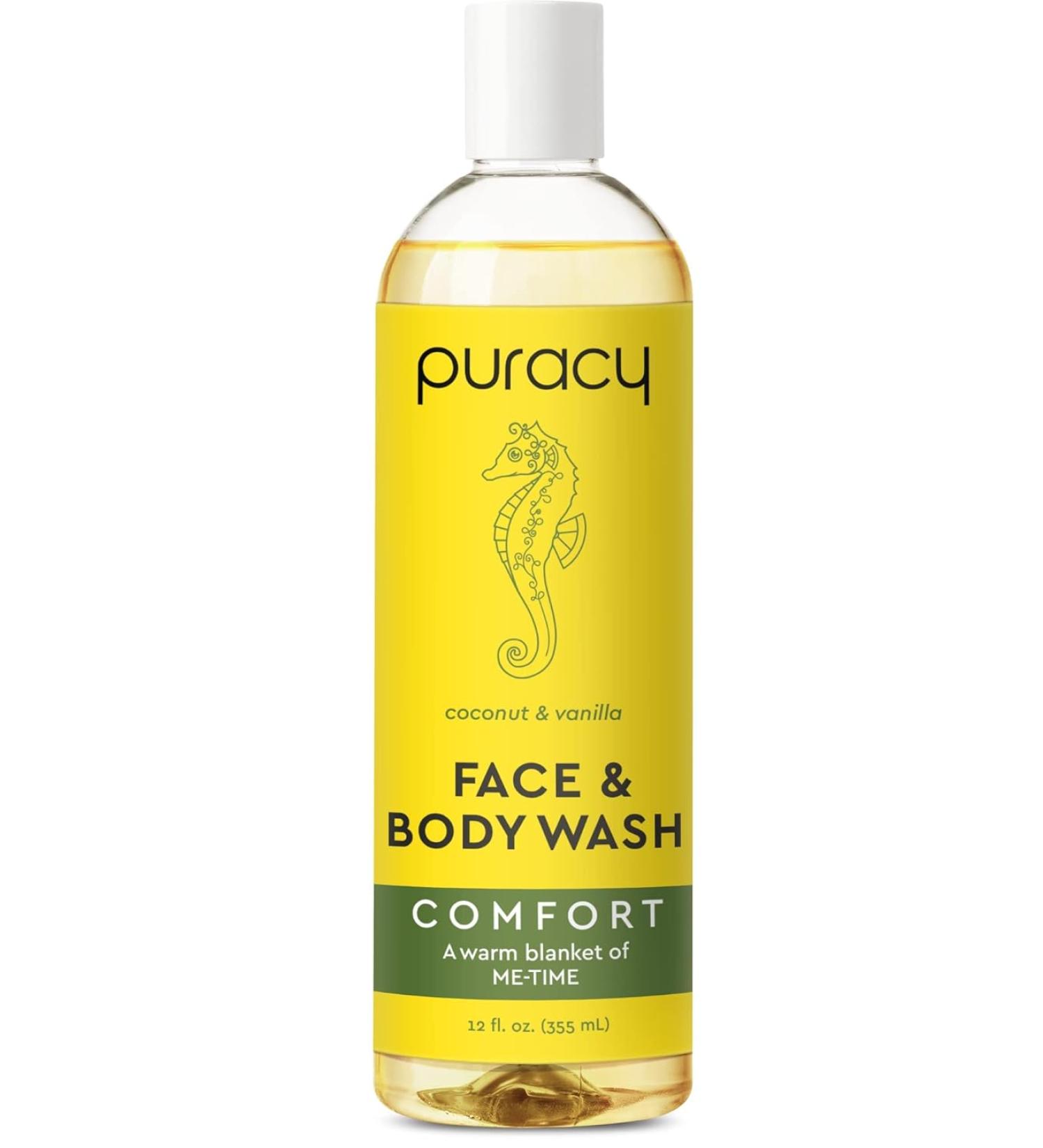 Puracy Coconut & Vanilla Body Wash - 98.6% Pure Plant Ingredients - Moisturizing Shower Gel for Women, Men, Kids - Gentle Soap for Dry, Sensitive Skin - 12 Oz - Buy Online on GoSupps.com