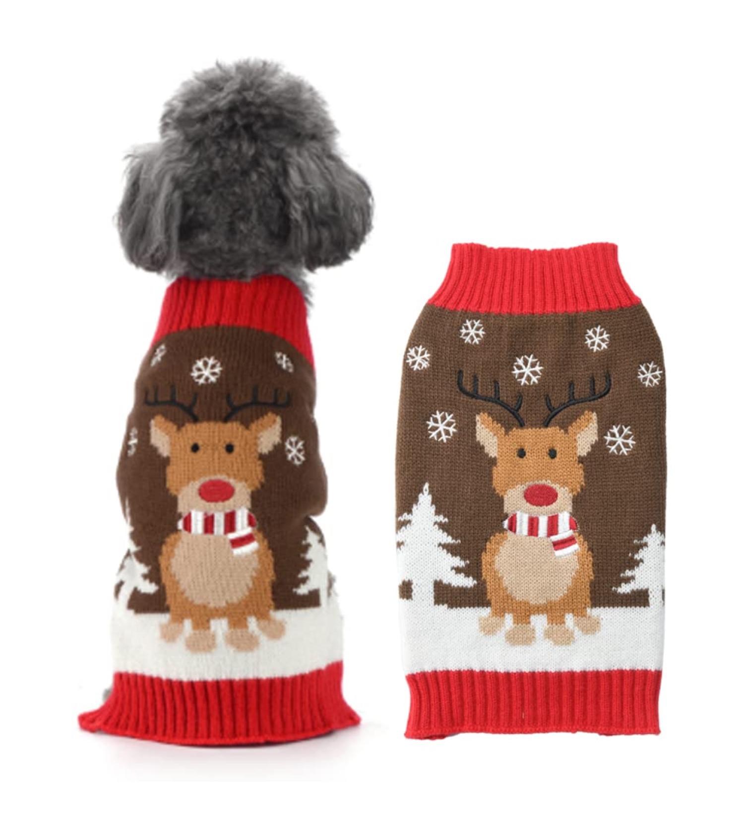 ABRRLO Christmas Dog Sweater | Warm Pet Sweater for Small & Medium Dogs (XS Deer) - Cozy Holiday Attire - Buy Online on GoSupps.com