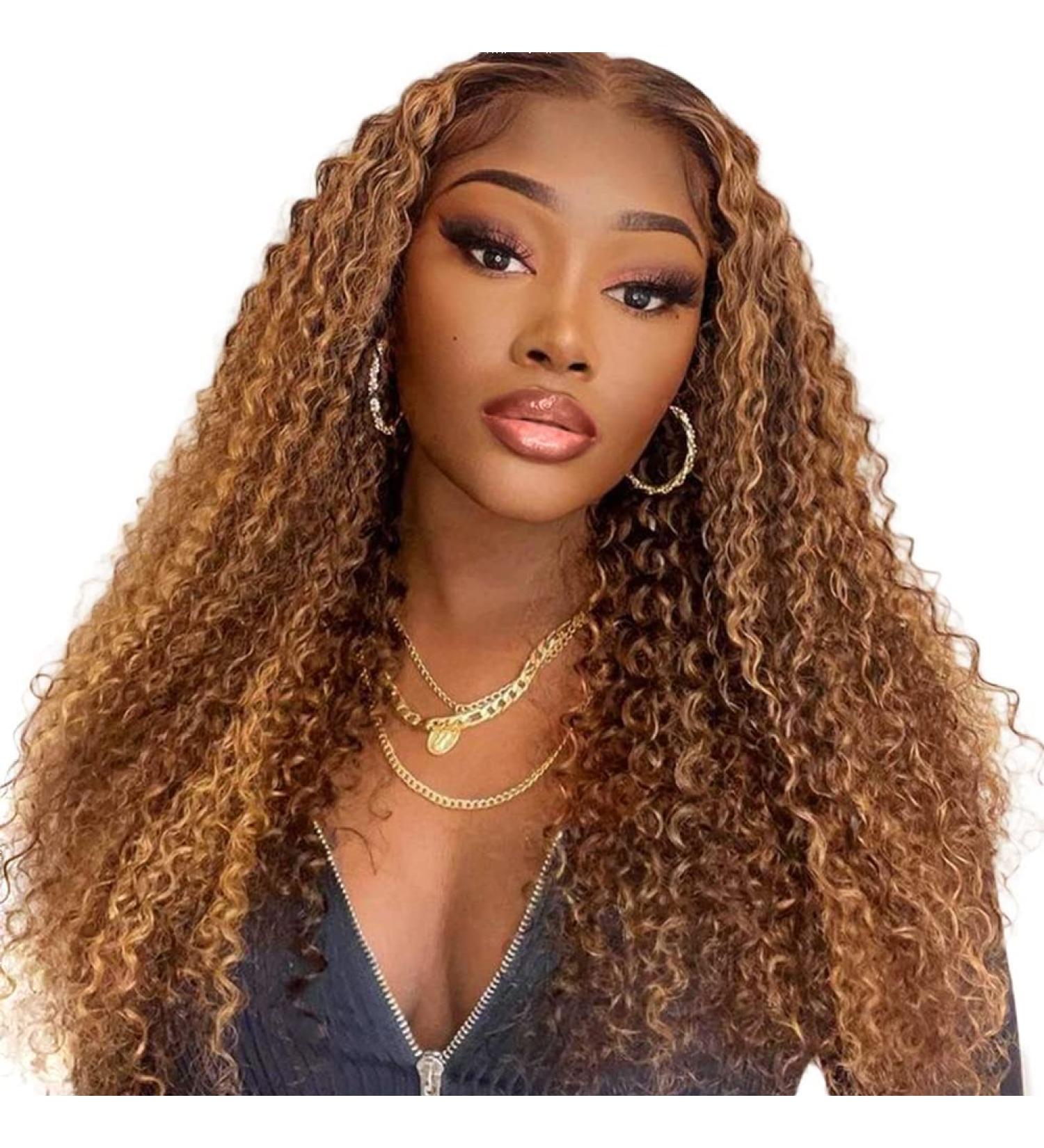 Ayiyi 18 Honey Blonde Highlight Deep Wave HD Lace Frontal Wig for Black Women - 180% Density - Pre Plucked with Baby Hair - Buy Online on GoSupps.com