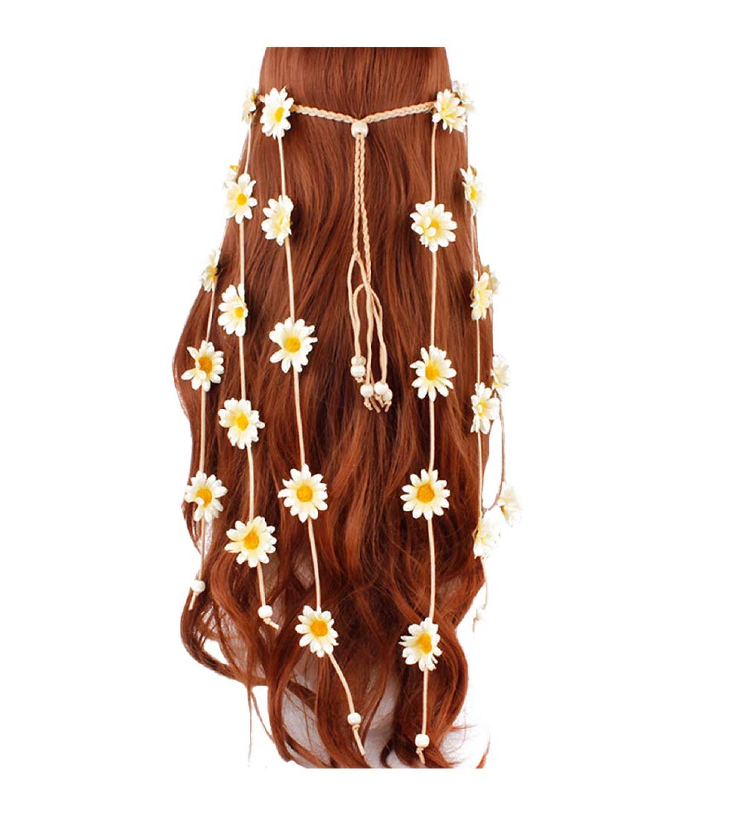 Boho Sunflower Headband with Tassel Beads - Women's Floral Hair Accessory - Buy Online on GoSupps.com
