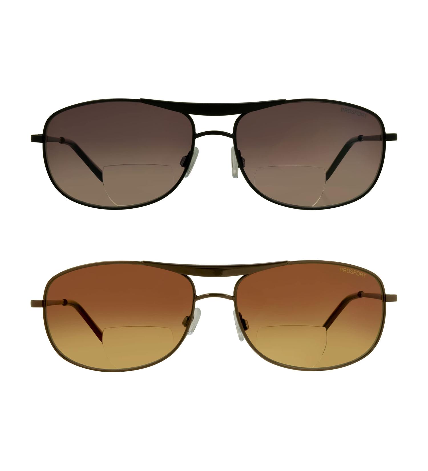 proSPORT Aviator Bifocal Reading Sunglasses +3.50 - Smoke & Brown Lenses for Men & Women - Stylish & Functional Eyewear - Buy Online on GoSupps.com