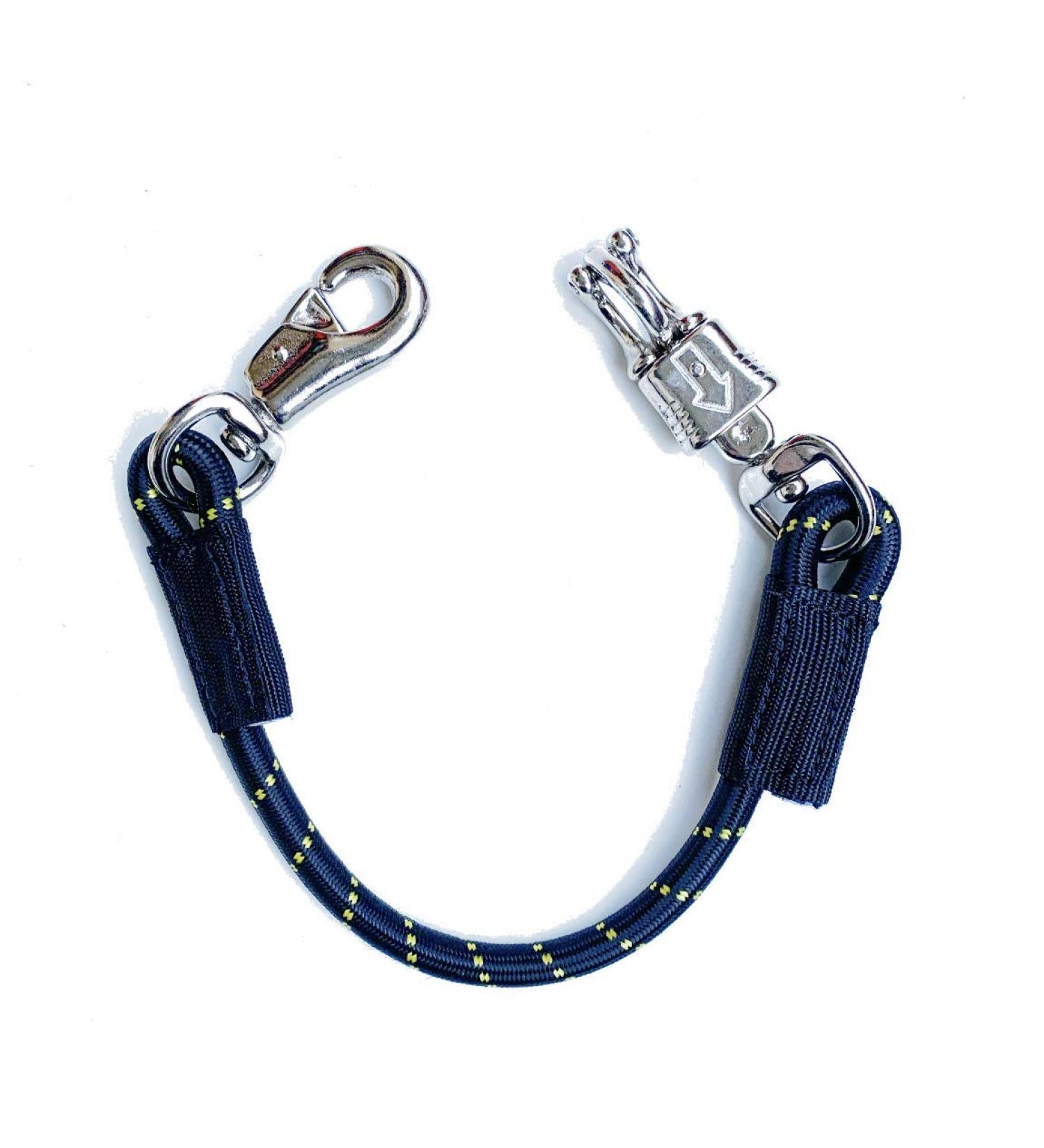 Transport elastic binding trick elastic rubber binder bindle chain with panic hook and bull snap for equestrian horse trailer box and stable (80 cm black)