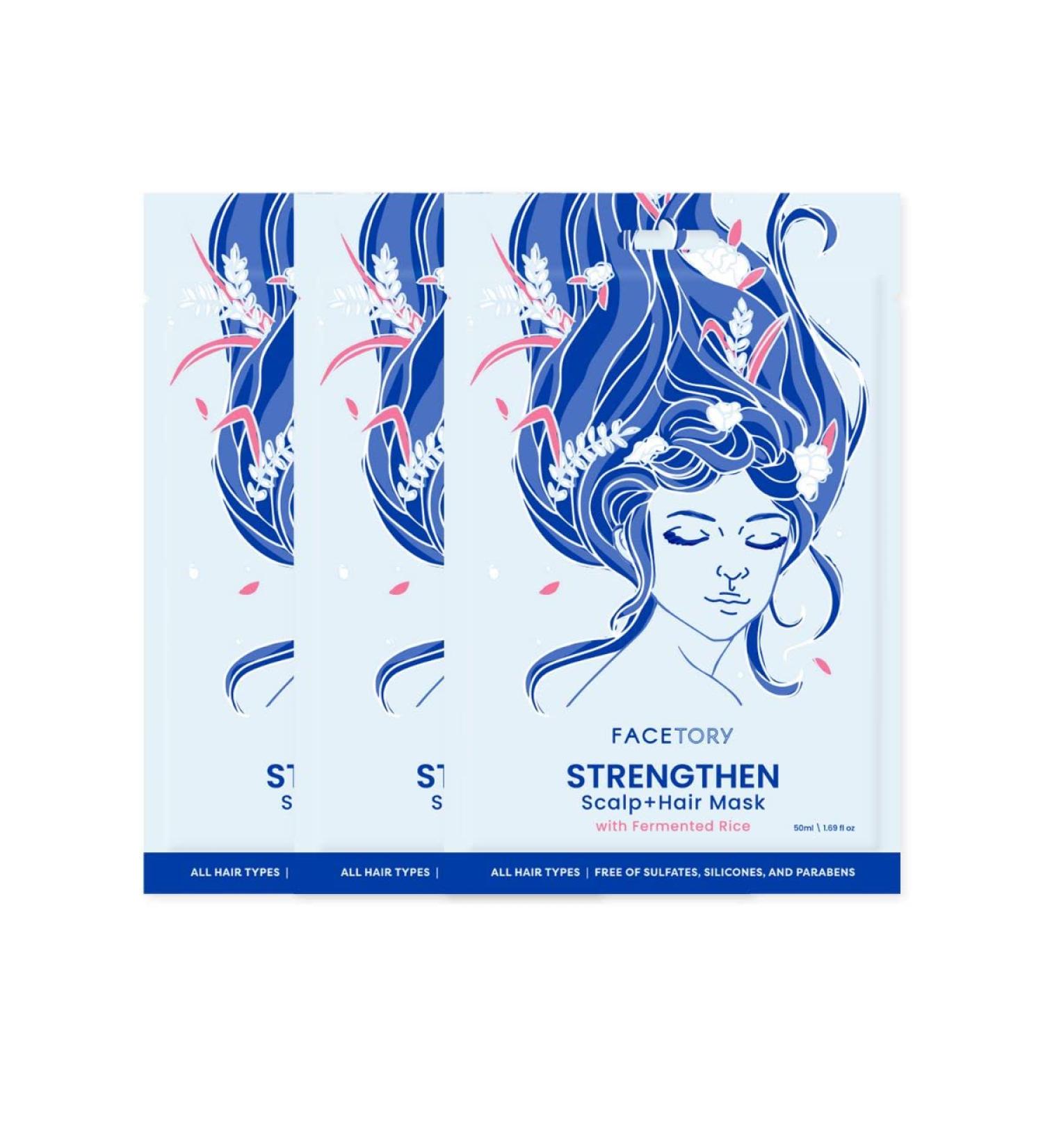 FACETORY Strengthen Scalp and Hair Mask with Fermented Rice - Pack of 3 - Clarifying Scalp Treatment - Anti-Breakage Hair Care - 50 ml / 1.69 fl oz each - Buy Online on GoSupps.com