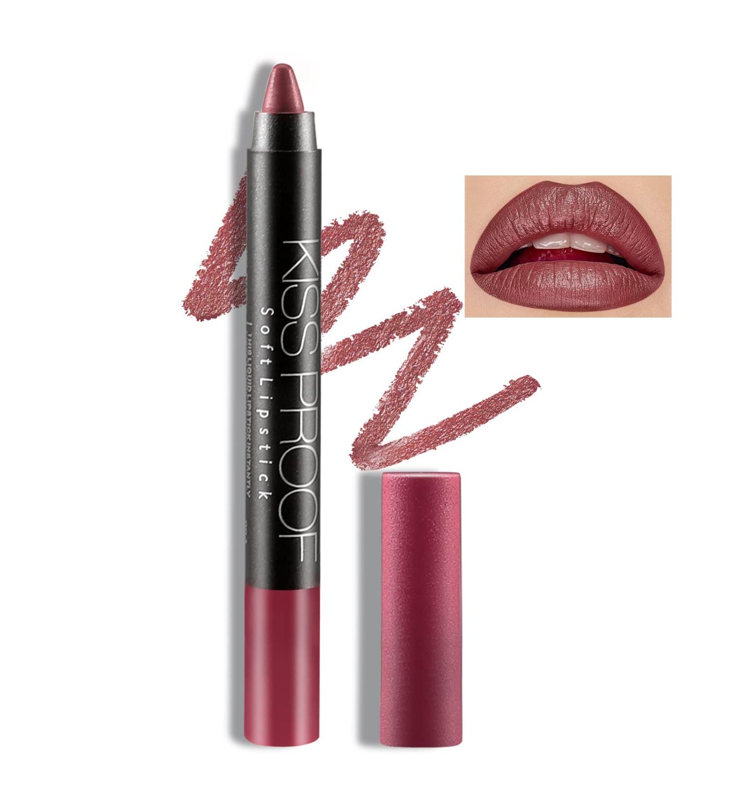 Boobeen Matte Lipstick Pencil - High Pigment, Waterproof Lip Crayon Stick for Women - Smooth Makeup Finish - Non-Fade Matte Lip Stain 01 - Buy Online on GoSupps.com
