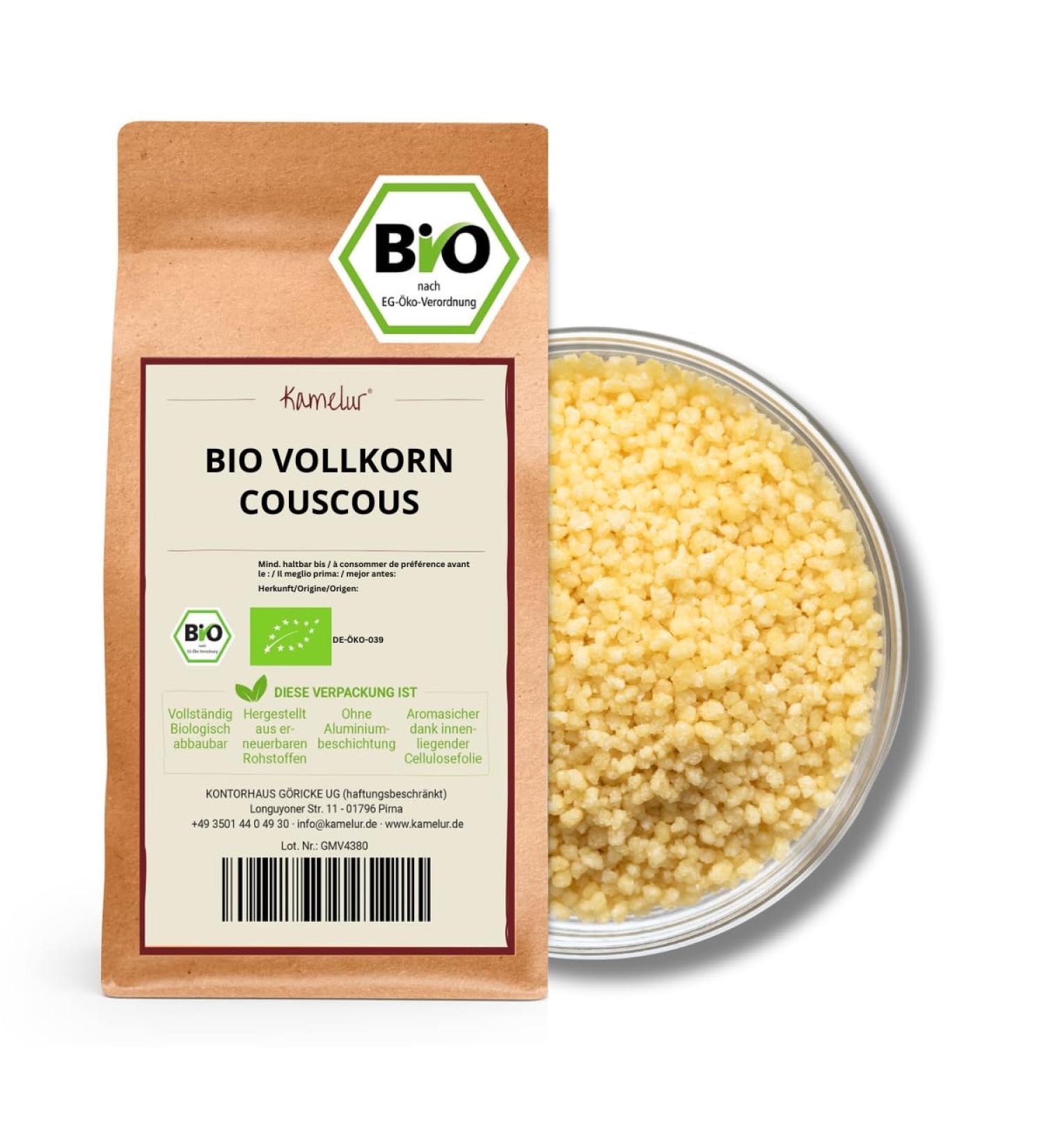 Kamelur Organic Wholegrain Couscous (500g) - Premium Organic Wholegrain Wheat Semolina for Nutritious Meals - Buy Online on GoSupps.com