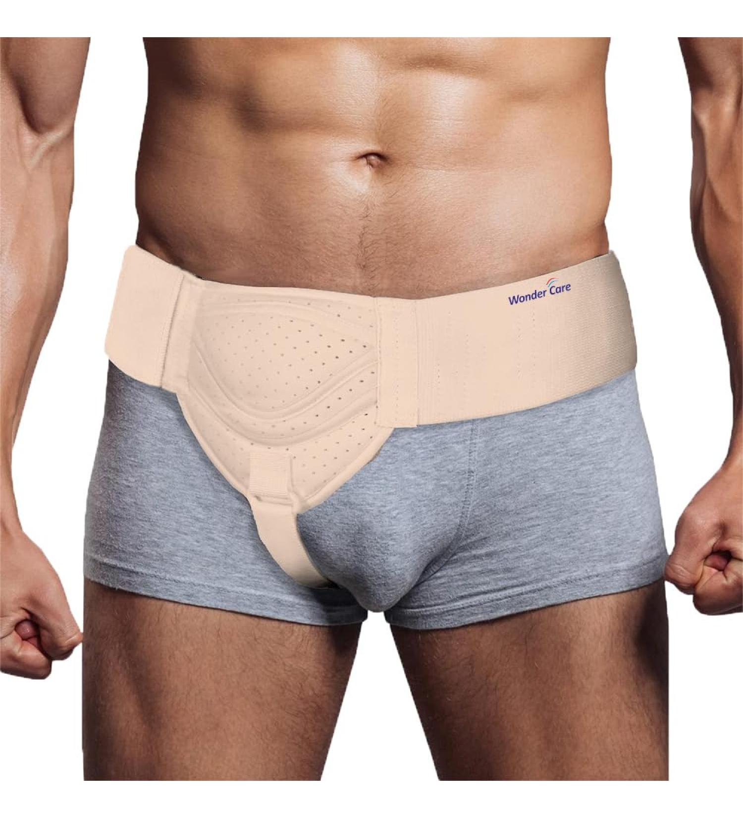 Wonder Care Hernia Belt for Men - Inguinal Support with Removable Compression Pads | Pain Relief Truss Brace - Flexible & Adjustable Groin Straps (Beige S/M 34-44 inch - Buy Online on GoSupps.com