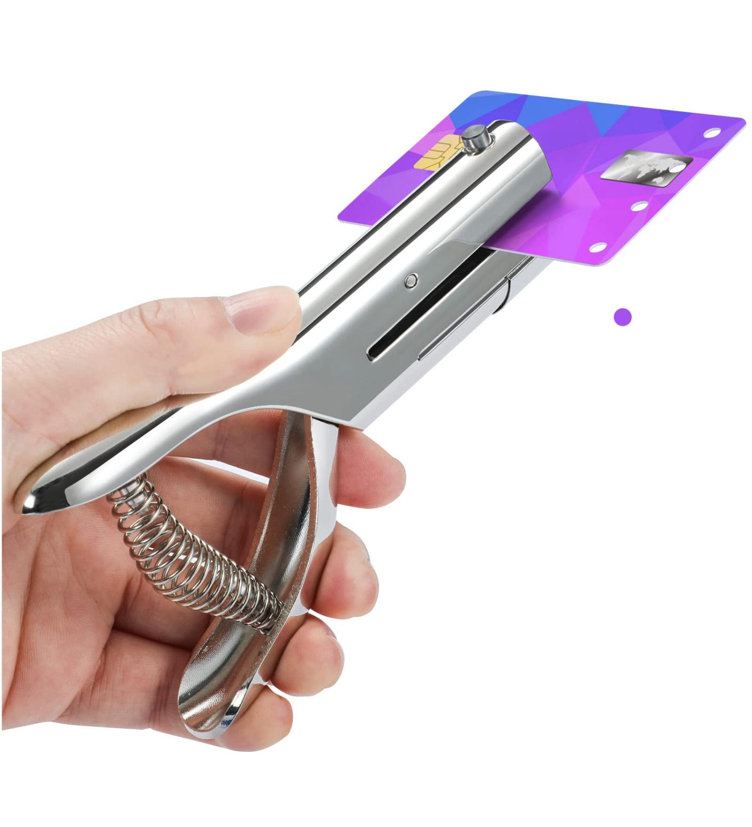 Hole Punch 2 Reach 1/4 inch Heavy Duty Single Paper Punch - Portable Hand Held Long Hole Punch for Paper, Cards, Plastic, Cardboard - Silver (1/4-6mm Hole) - Buy Online on GoSupps.com