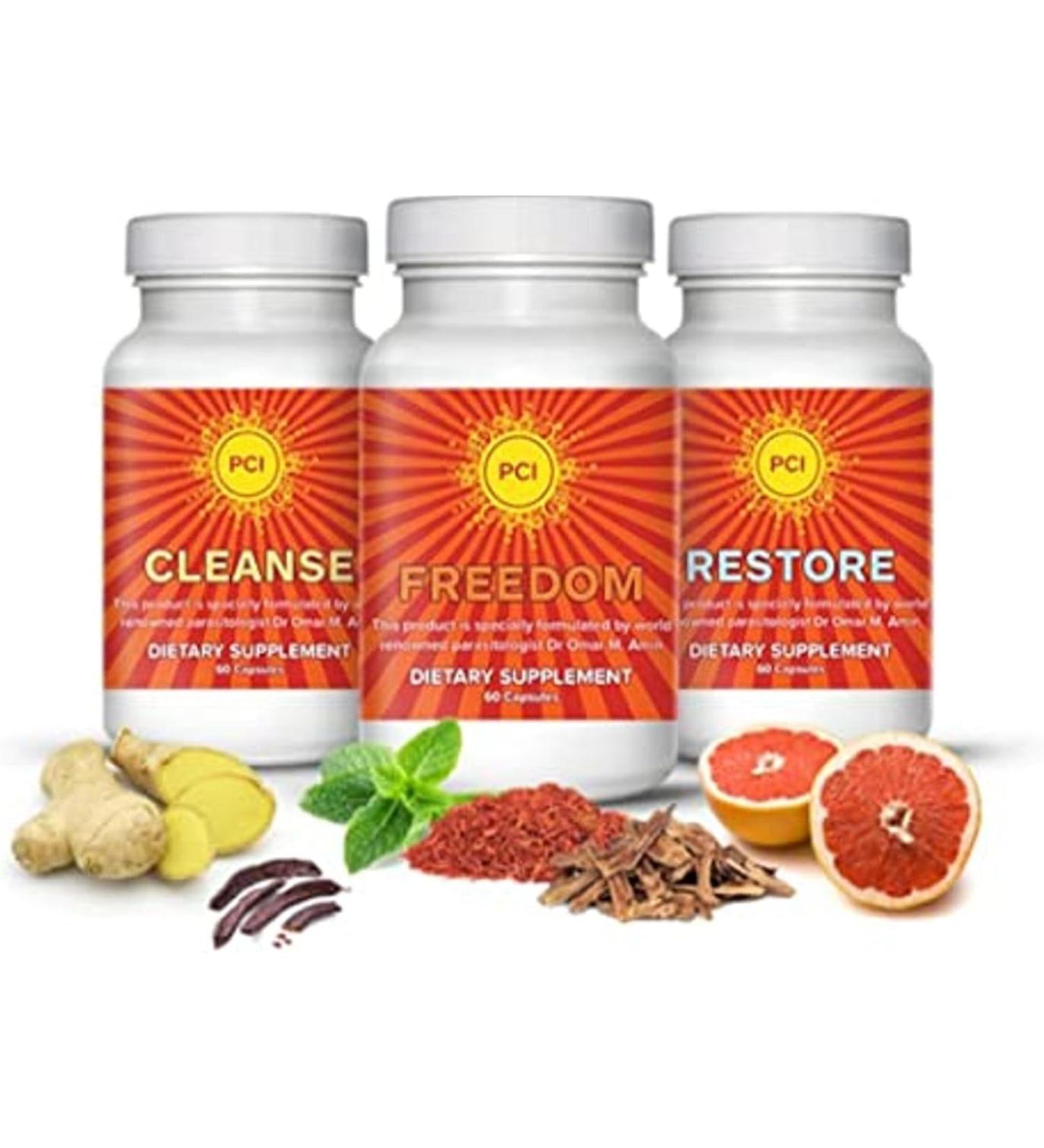 PCI Wellness Freedom Cleanse: Dr. Omar Amin's Parasite Cleanse for Digestive Health & Energy Support - 30-Day Supply, 60 Vegetarian Capsules - Buy Online on GoSupps.com