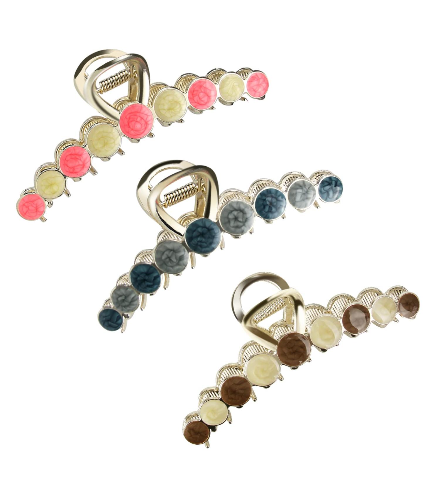 3 Pack Metal Hair Claw Clips - Fashion Hair Clips for Women and Girls, Ideal for Thick & Thin Hair - Buy Online on GoSupps.com