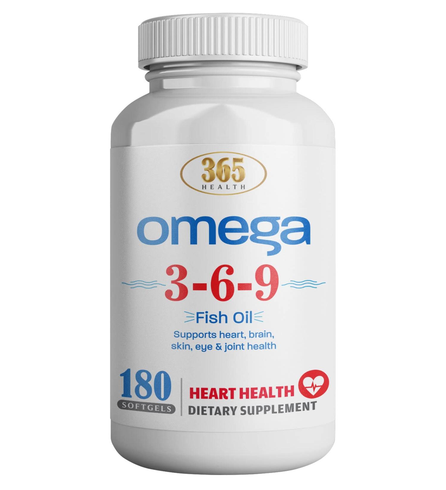 365 Health Omega 3-6-9 180 Softgels | from Fish Flaxseed Borage Oils | Non-GMO & Gluten Free 180 Count (Pack of 1) - Buy Online on GoSupps.com