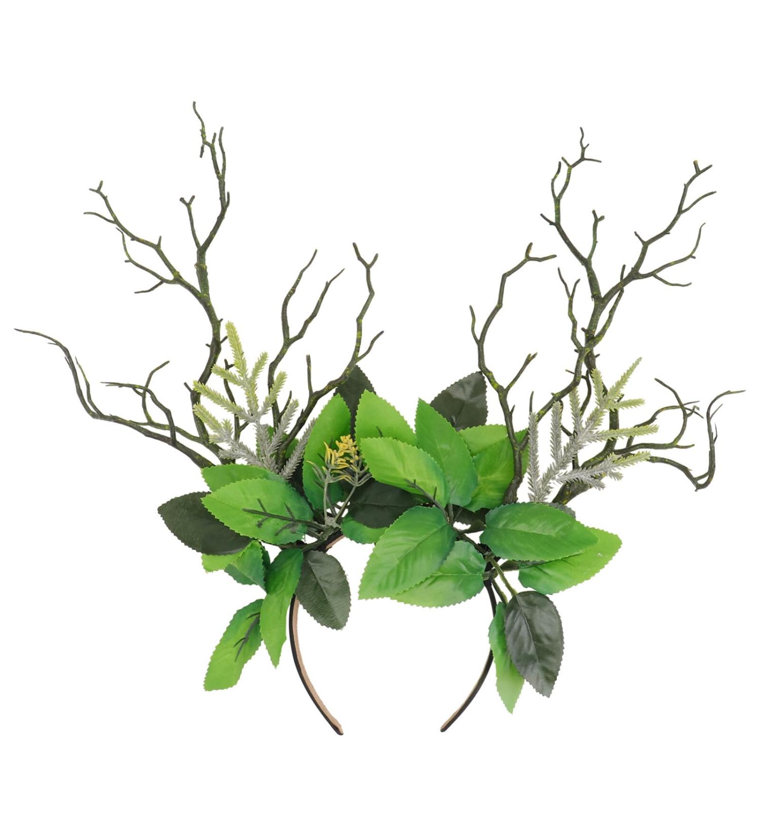 Ciieeo Handmade Green Branch Crown Antler Hair Band Woodland Flower Handband Antler Headpiece for Women Cosplay Halloween Party - Buy Online on GoSupps.com