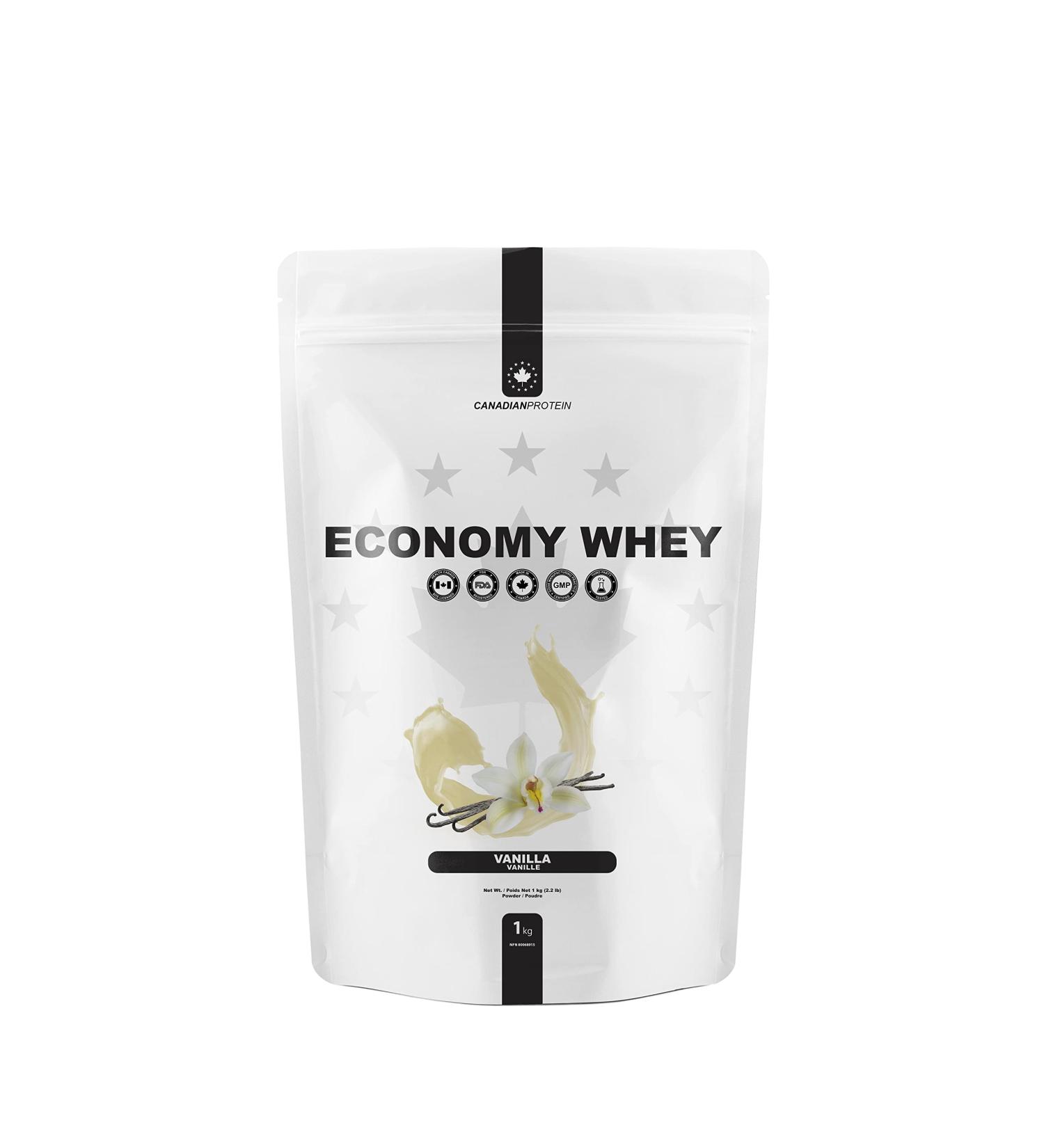 Canadian Protein Economy Whey 21g of Protein | 1 kg of Vanilla Flavoured Low Carb Keto Friendly Workout Recovery Protein Shake Vanilla 1 kg - Buy Online on GoSupps.com