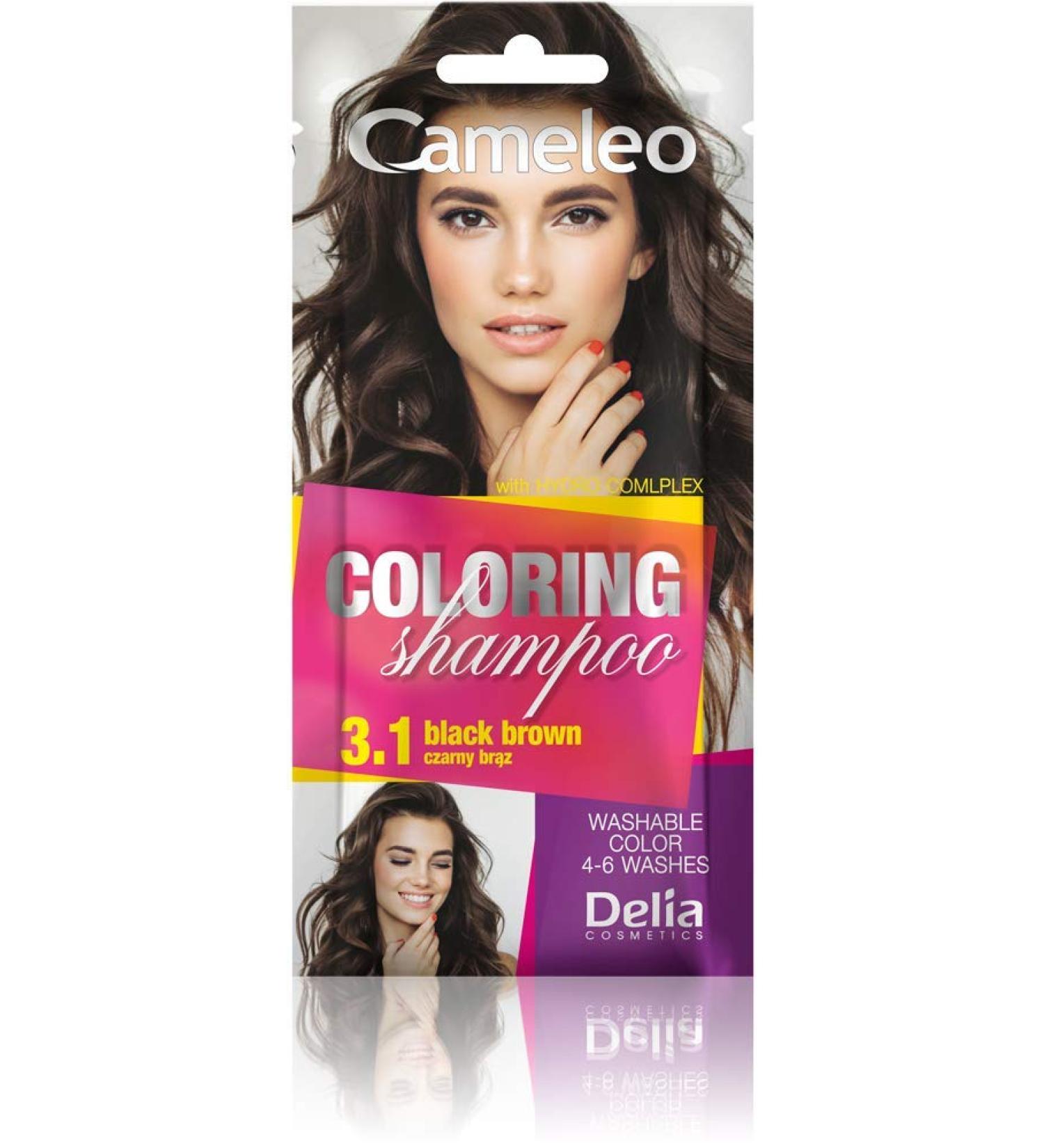  Delia Cosmetics Cameleo - Tinted Shampoo - Black Brown - Quick and easy color refresh "color by color" - Ammonia and oxidant free - Shampoo sachet - 40 ml - Buy Online on GoSupps.com