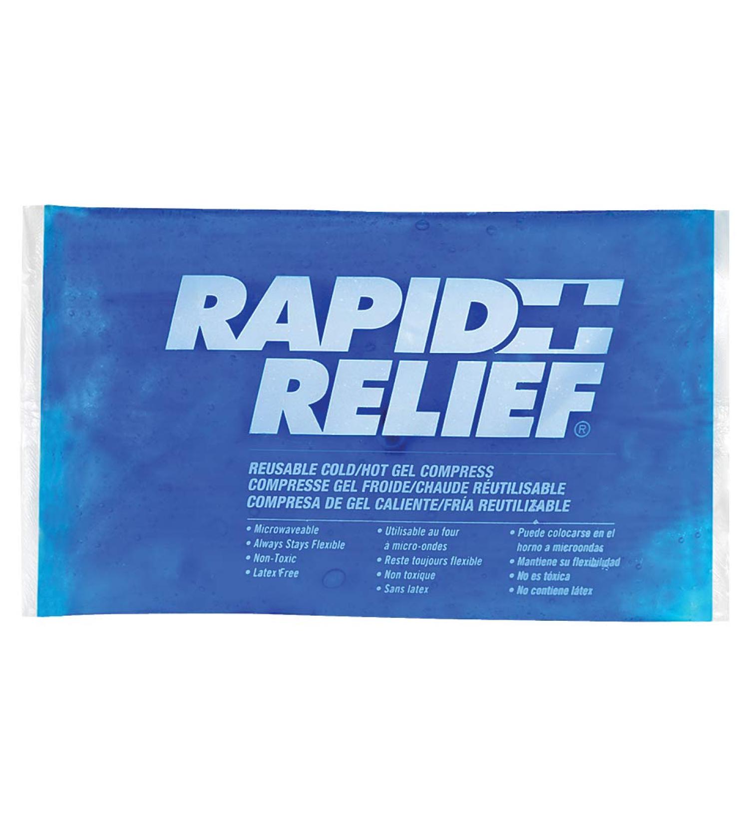 Rapid Relief Reusable Hot & Cold Gel Compress with Contour-Gel 5 1/4x9-Inch Medium Cold Compress Blue Gel Ice Pack for Injuries
