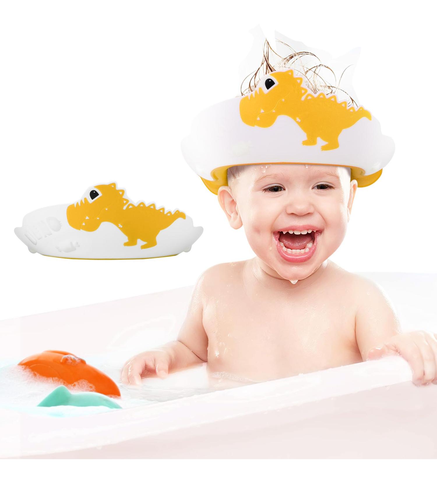 Kids Shower Cap Adjustable Hair Washing Caps Ear Covers for Shower Hair Washing Shampoo Shield Baby Visor for Eyes and Ears Protector Bath Head Shield for Infant (Yellow) - Buy Online on GoSupps.com