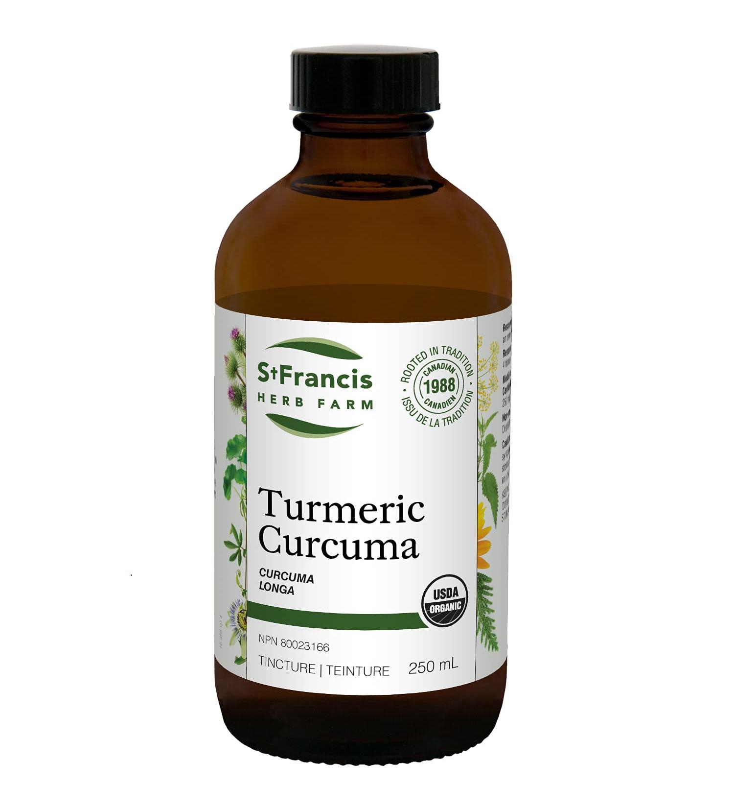 St. Francis Herb Farm Turmeric Herbal Tincture Liquid | Relieves Inflammation & Joint Pain | Anti-Inflammatory | Antioxidant | Gluten-Free | Organic | Non-GMO | Lactose-Free | (250ml) - Buy Online on GoSupps.com