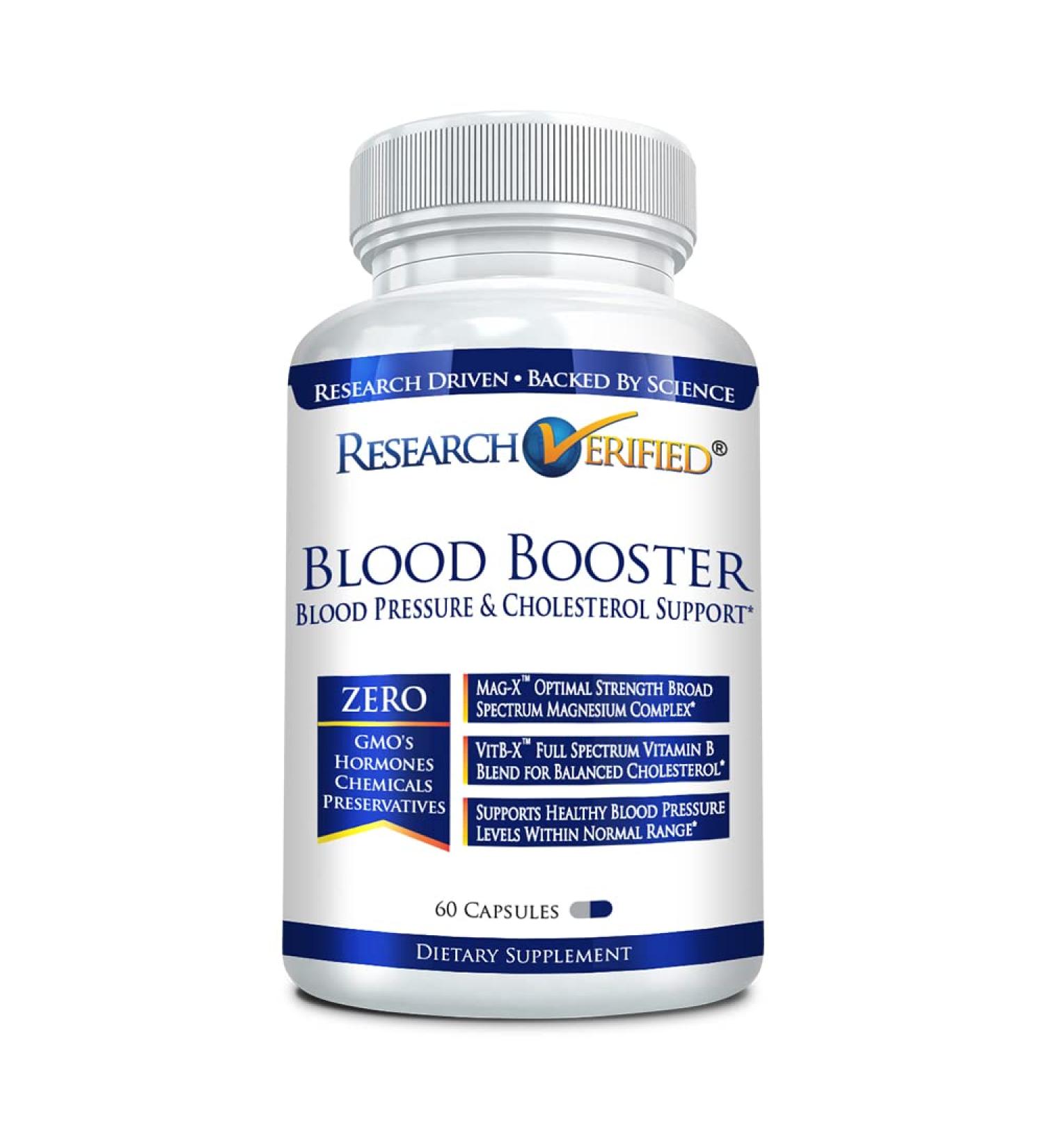 Research Verified Blood Booster - Natural BP & Heart Support - 60 Capsules - Buy Online on GoSupps.com
